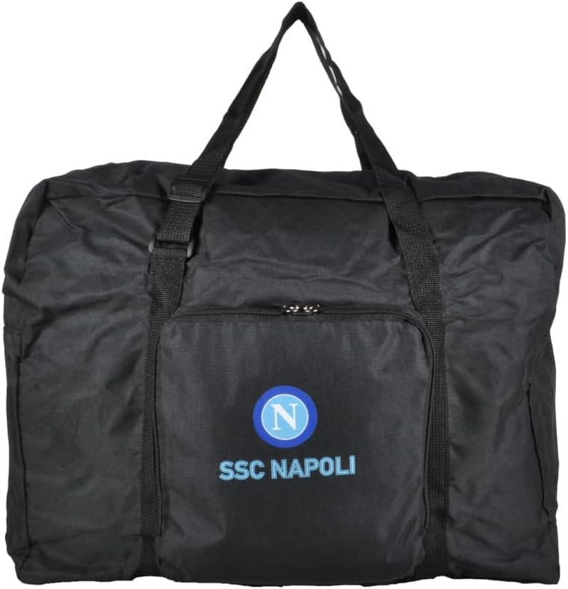 100% PL Enzo Castellano SSC NAPOLI 121854 Black Travel Bag with Logo Print, Black, Duffel Bag image number 5
