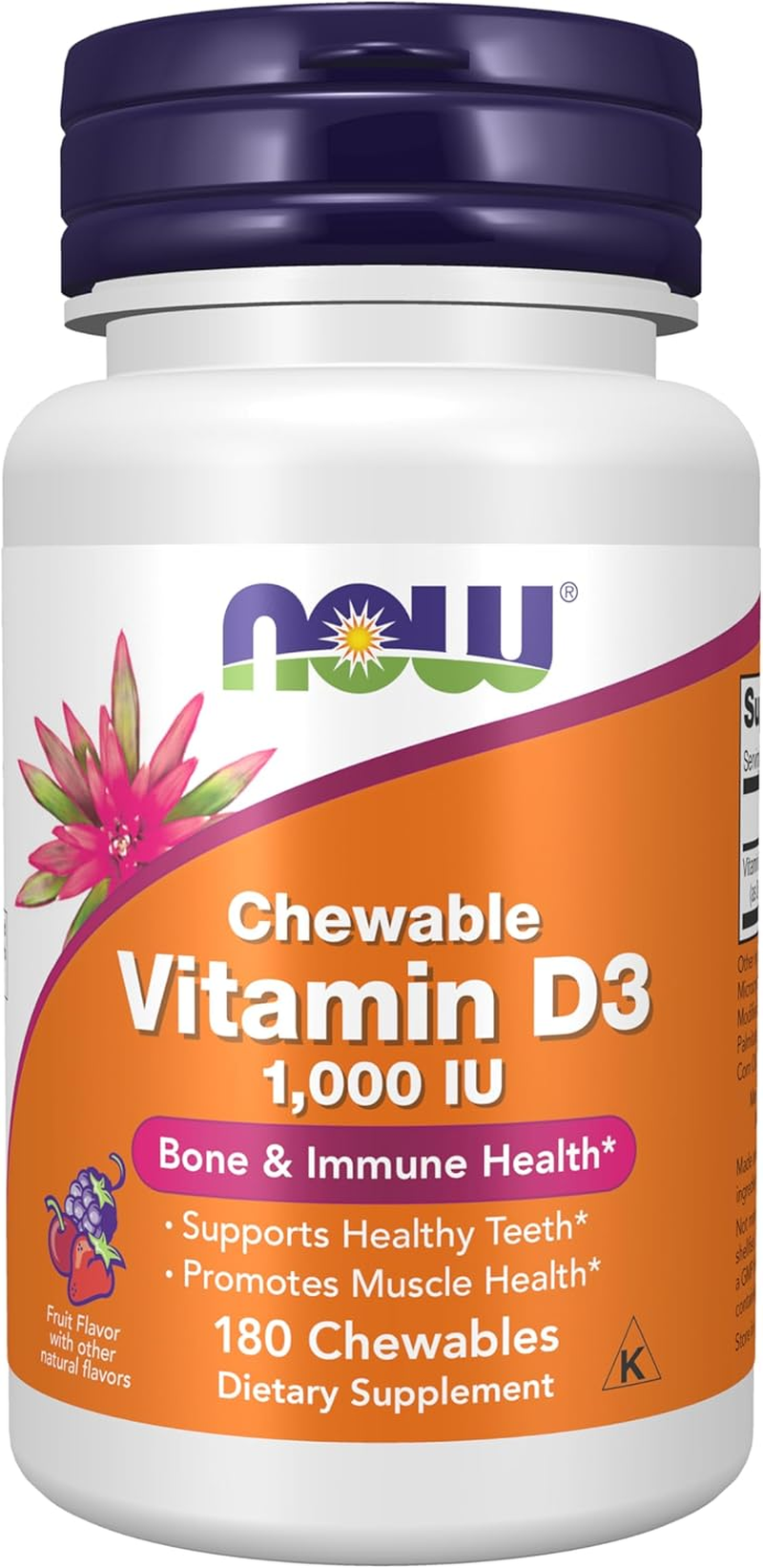 NOW Vitamin D-3 1,000 IU,180 Chewables image number 6