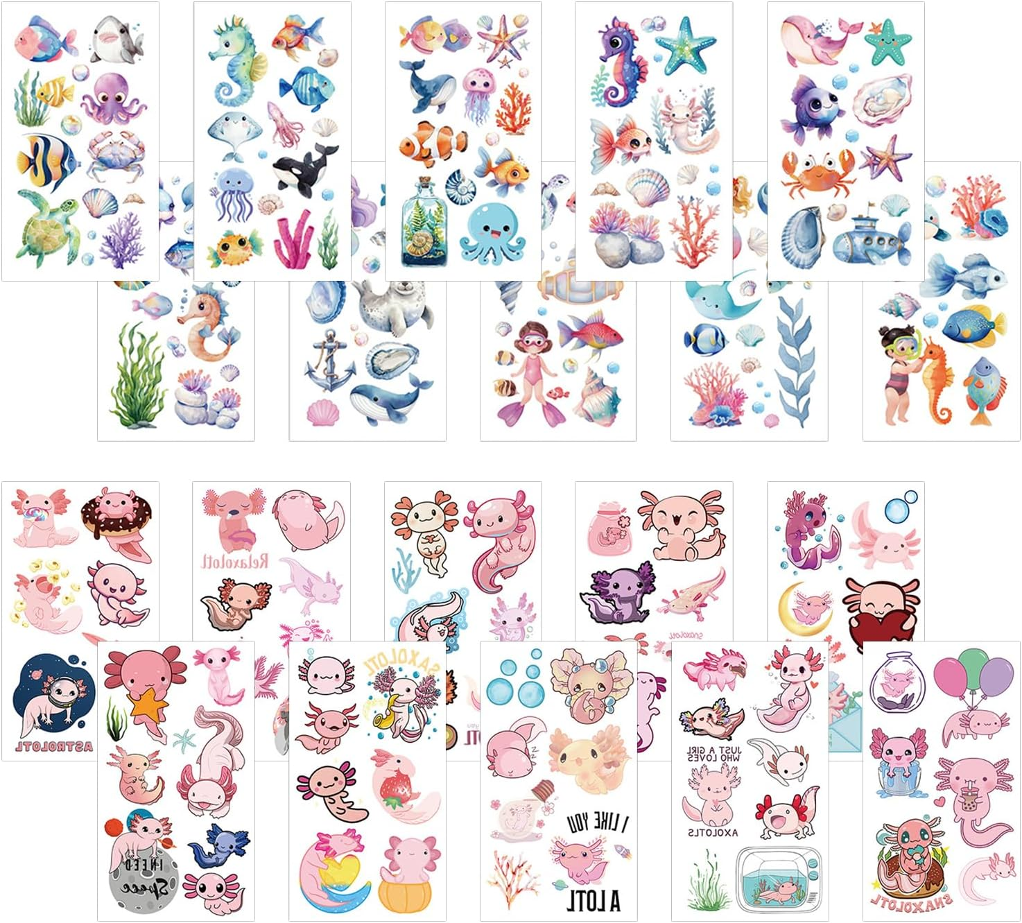 20Pcs Sea Animal Tattoo Stickers Party Favors Funny Face Stickers Creative Decoration Stickers Masquerade Accessories