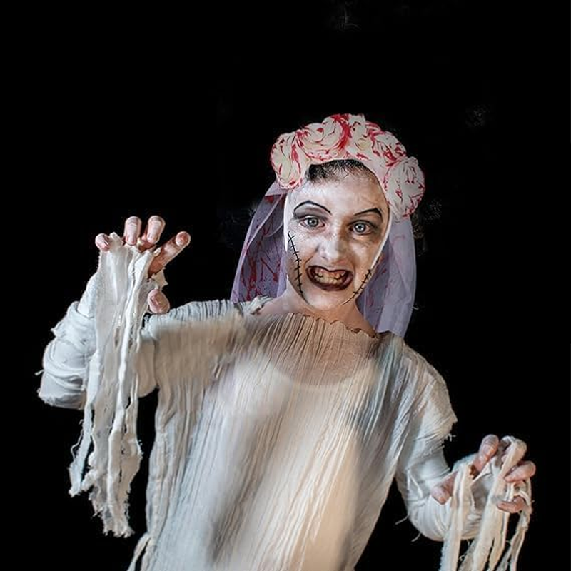 Halloween Mask,Scary Halloween Mask with Veil - Ghost Bride Costume Set for Women, Horror Party Accessories, Day of the Dead Makeup image number 3