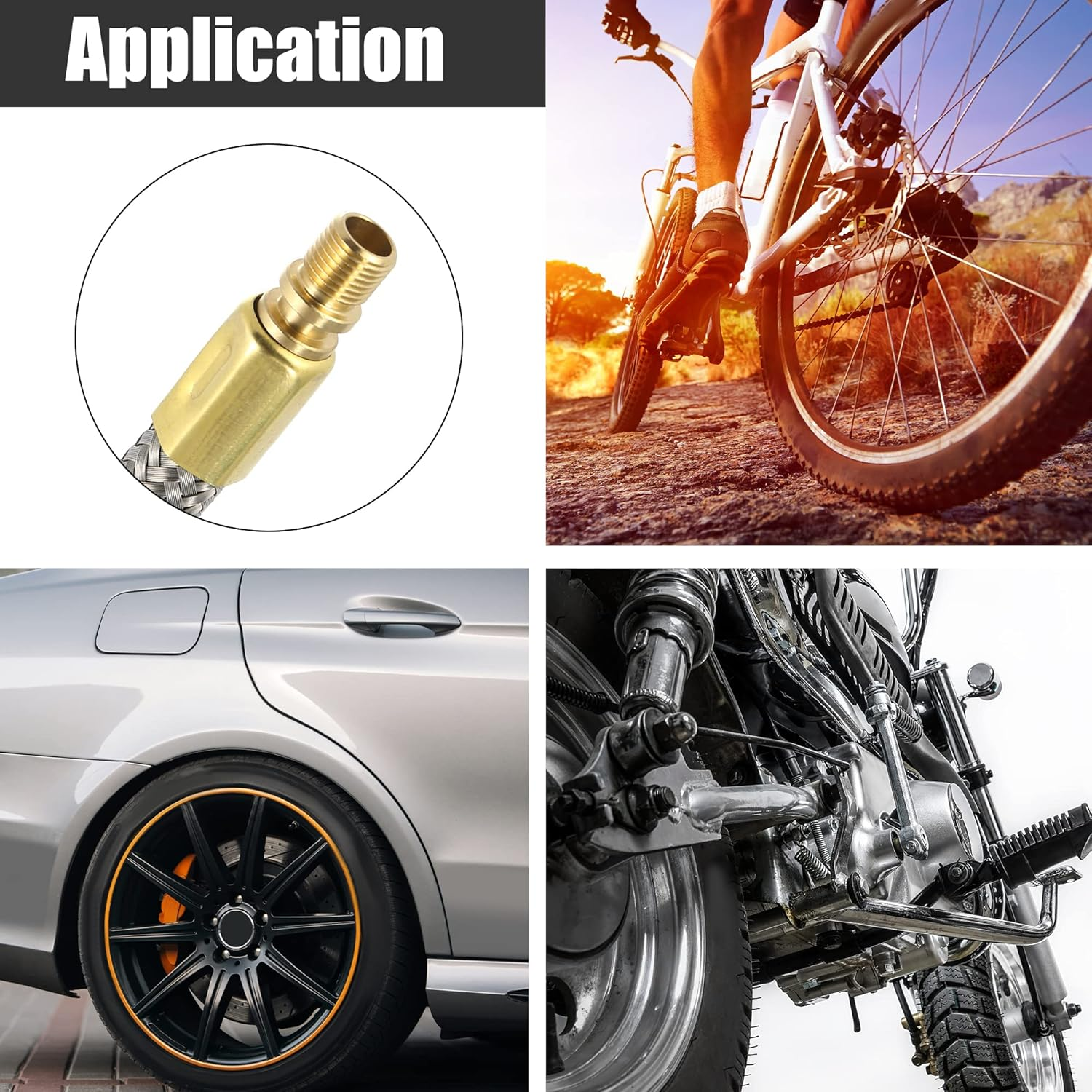 X AUTOHAUX Flexible Stainless Steel 200Cm 79" Tire Valve Connect Pipe Air Chuck Inflator Compressor Pump Extension Hose for Car Motorbike Bike Quick Connect
