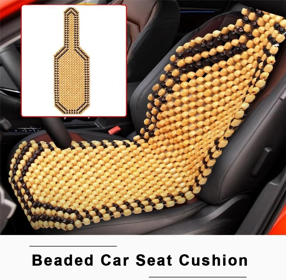 Lrocaoai Car Summer Cushion Seat Cover Cool Wood Wooden Bead Seat Cover Massage Cushion Chair Cover Car Office Home Universal Easy Install, 500460610 image number 5