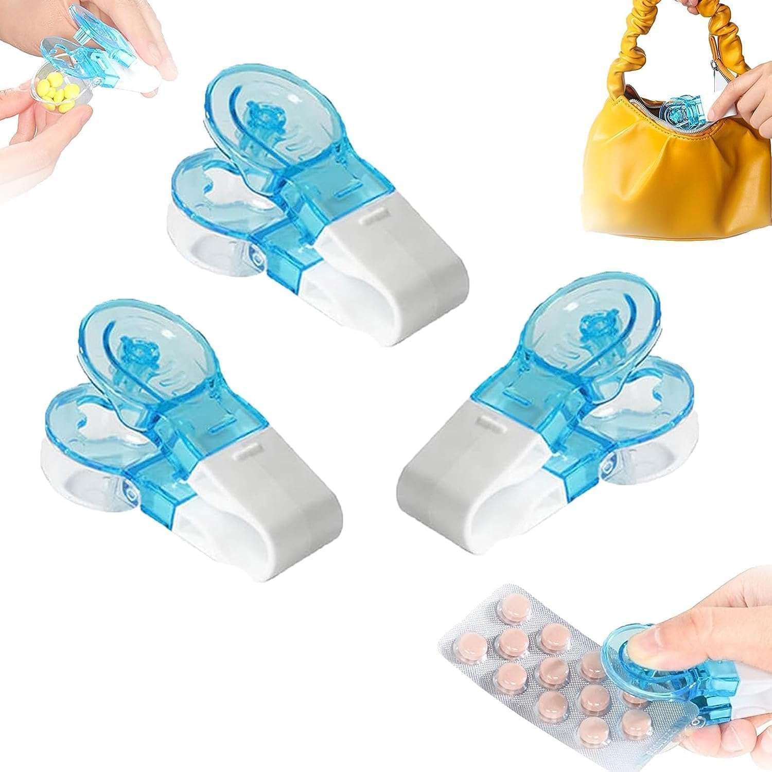 Pill Popper for Blister Pack - 1/2/3 Portable Pill Taker,Small Pills Dispenser Remover,Pill Puncher with Container,Pill Puncher for Blister Packs,Pill Dispenser,Easy to Take Out Pills from Package