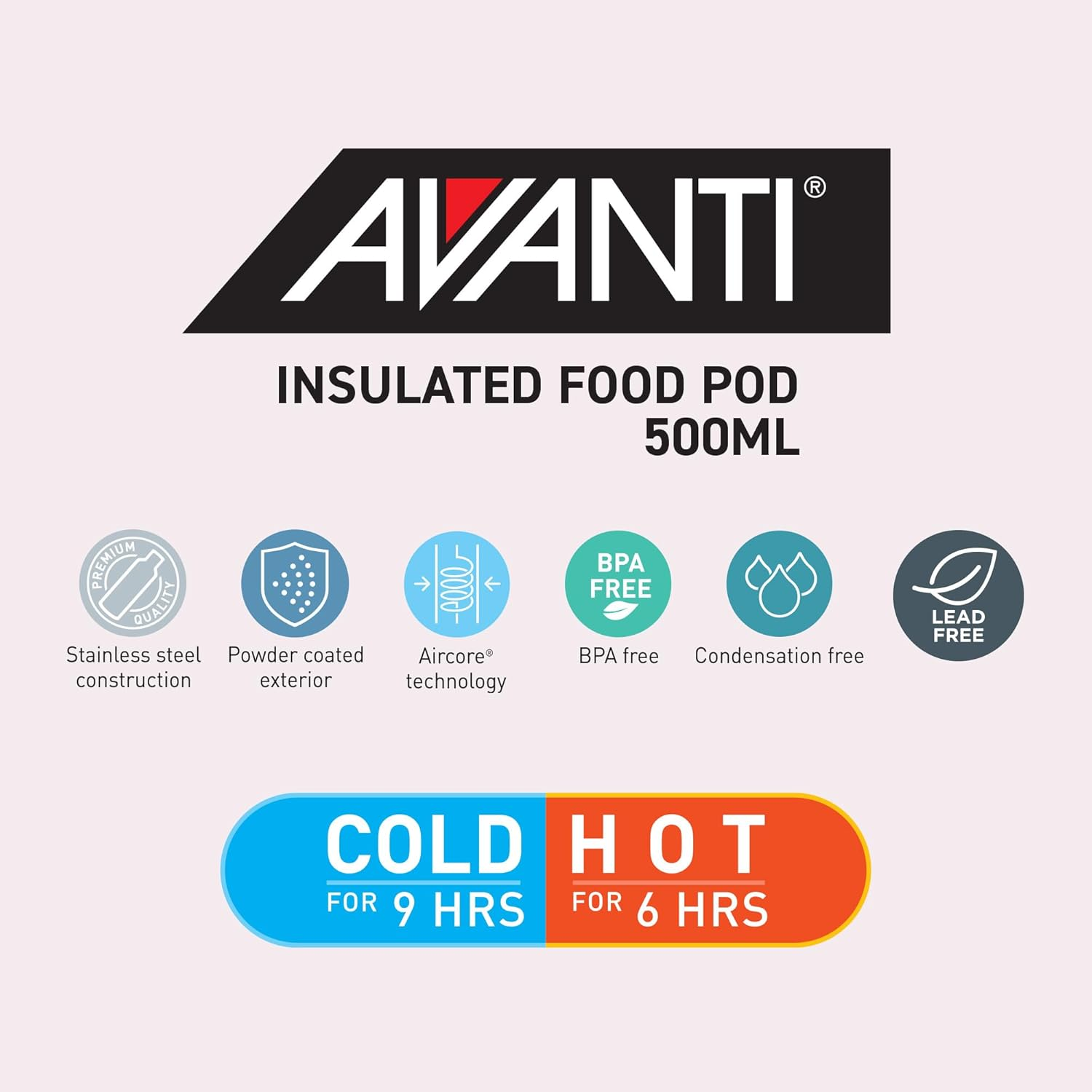 Avanti Insulated Food Pod, 500Ml, Black image number 1
