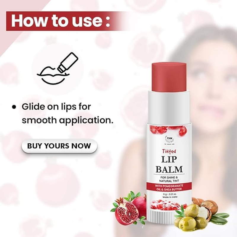 Tnw-The Natural Wash Pomegranate Multipurpose Tinted Lip Balm for Dry & Chapped Lips- Red, 6G | 100% Natural Red Tint Add Glossy Sheen on Lips for Long-Lasting with Shea Butter & Vitamin E image number 2