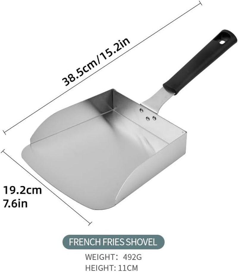 AIMALL 15.2 Inch Stainless Steel Flat Bottom Food Shovel with Comfortable Handle, Versatile Spatula for French Fries, Popcorn, Flour, Nuts, and Rice Scooping image number 1