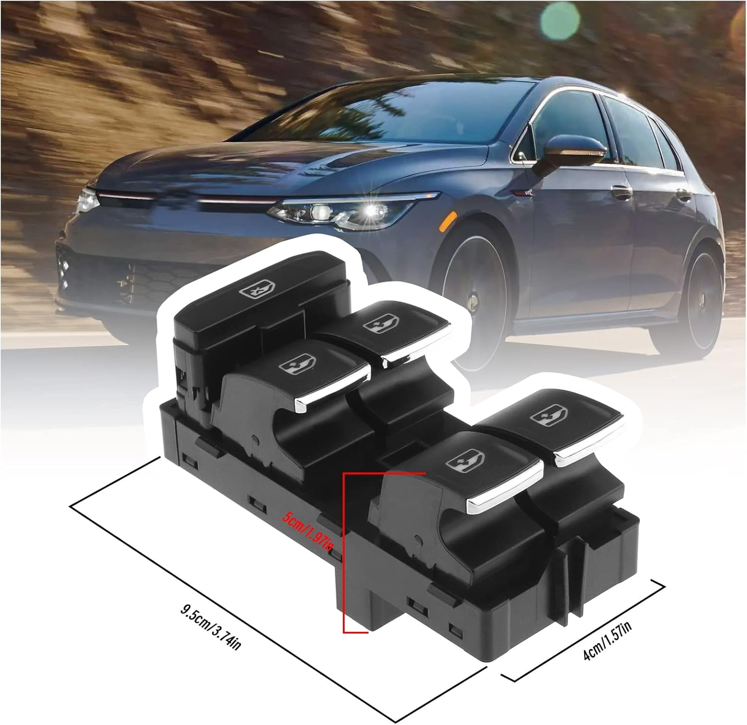 Emagtech Power Window Lifter Switch Window Control Switch 5G0959857/5GG 959 857 A/ 5G0 959 857C Compatible with Arteon Variant Automotive Replacement Parts Black image number 4