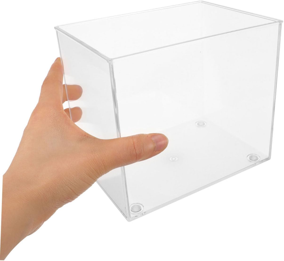 DECHOUS 2Pcs Mini Desktop Fish Aquarium Tank Clear Plastic Small Fish Tank with Open Top Design Portable for Home Office Space Saving Reusable Aquarium for Turtles and Aquatic Pets image number 1