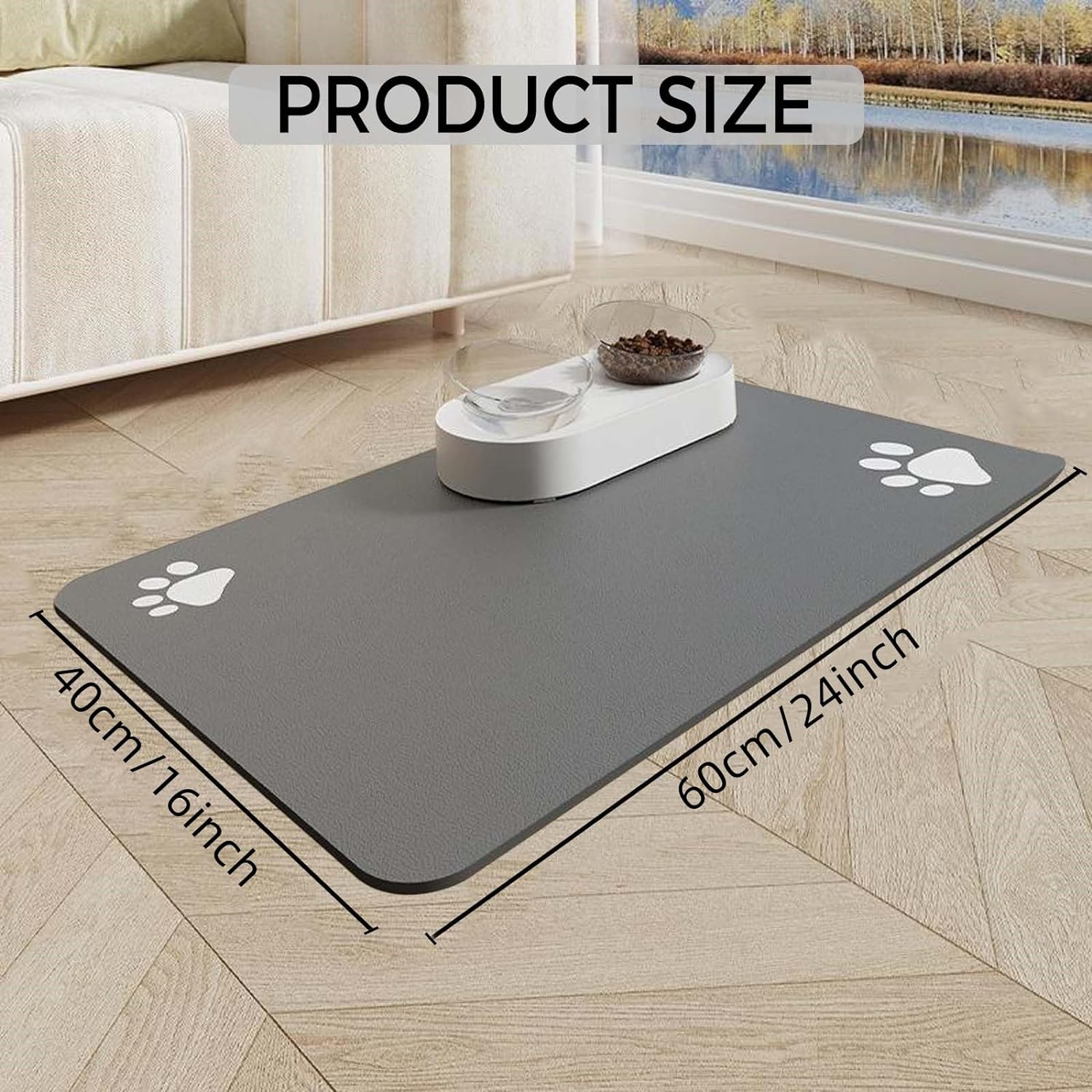 Oundarm Pet Feeding Mat, 24" X 16" Absorbent Dog Food Mat, Dog Mat for Food and Water, No Stains Quick Dry Dog Water Dispenser Mat, Pet Supplies Dog Placemat Dog Water Bowl for Messy Drinker image number 6