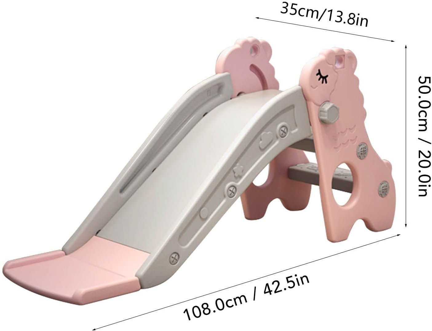 Kids Indoor Sliding Slide - Freestanding Foldable Slide Toy with Stable Base & Non-Slip Steps for Home, Compact 108X35X50Cm (Pink Gray) image number 3