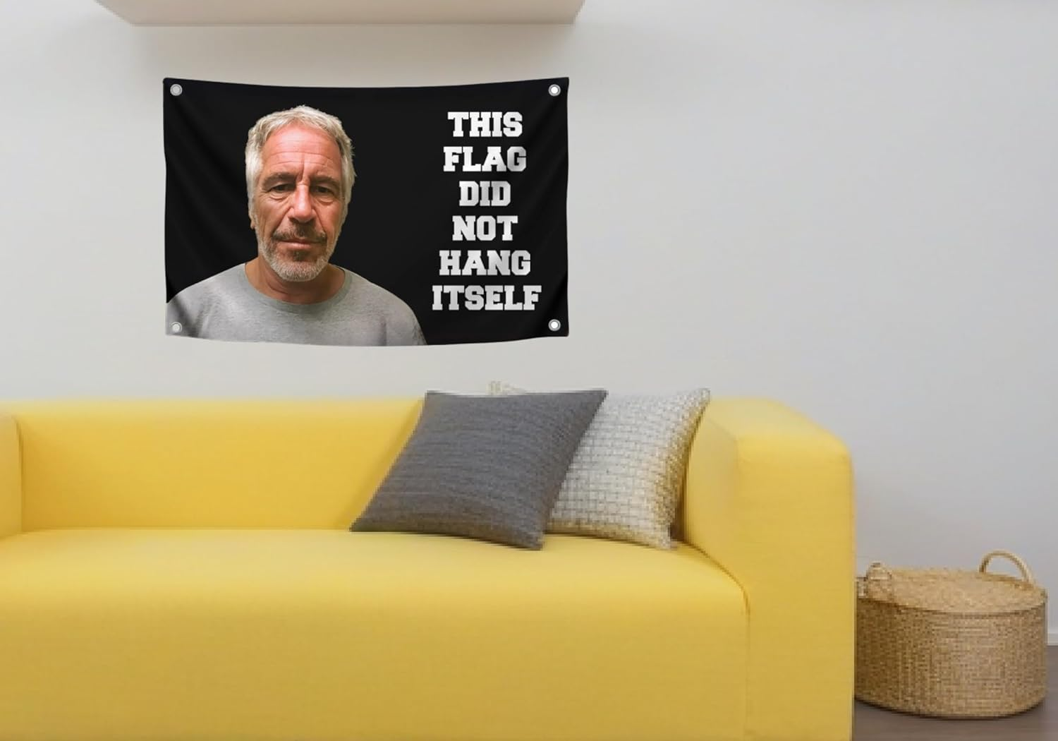 3X5 FT Banner with 4 Brass Grommets - This Flag Did Not Hang Itself - Jeffrey Epstein Tapestry Funny - Tapestrys Cool Wall Flag - College Dorm Room Meme Banners Flags for Bedroom Teen Guys Boys image number 1