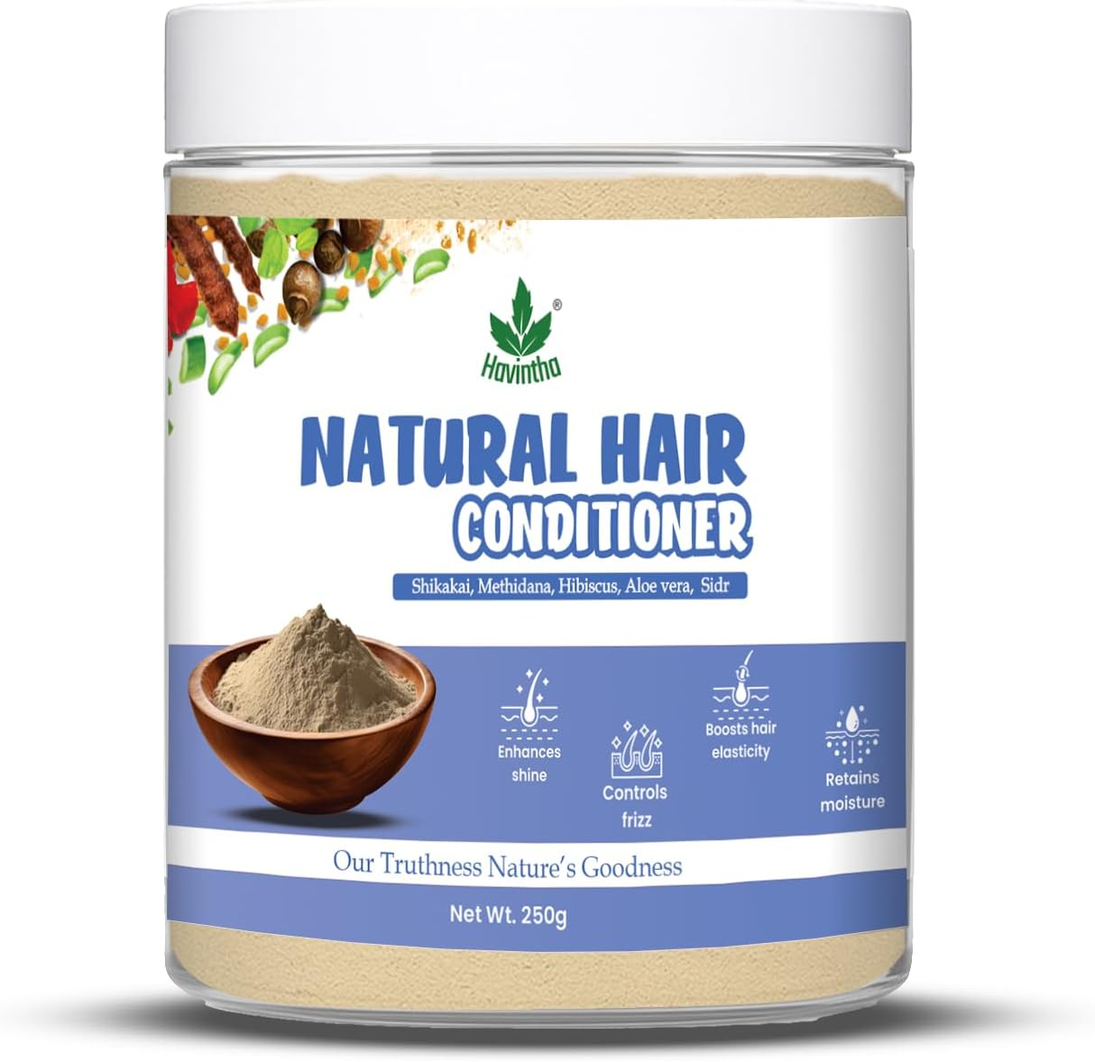 Havintha Natural Hair Shampoo with Amla Reetha Shikakai Powder (227G) and Natural Hair Conditioner (250G) (Combo Pack of Shampoo & Conditioner) image number 1