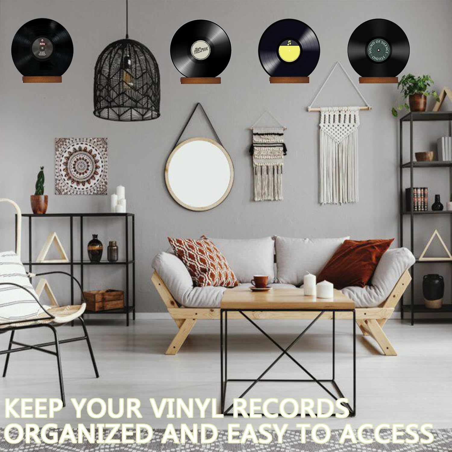 Vinyl Record Holder,6 Pcsvinyl Wall Mount, Retro Style Record Holder,Wooden Records Stand for Vinyl Records,Books,Photo Album,Magazine image number 4
