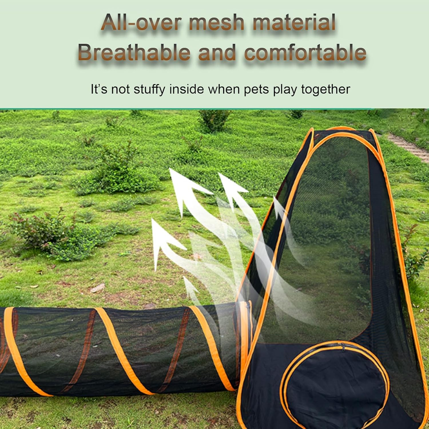 Outdoor Cat Enclosures, Portable Cat Playpen with Cat Tunnel - Foldable Outdoor/Indoor Cat House - Rabbits Ferrets, Small Animals Pet Tent