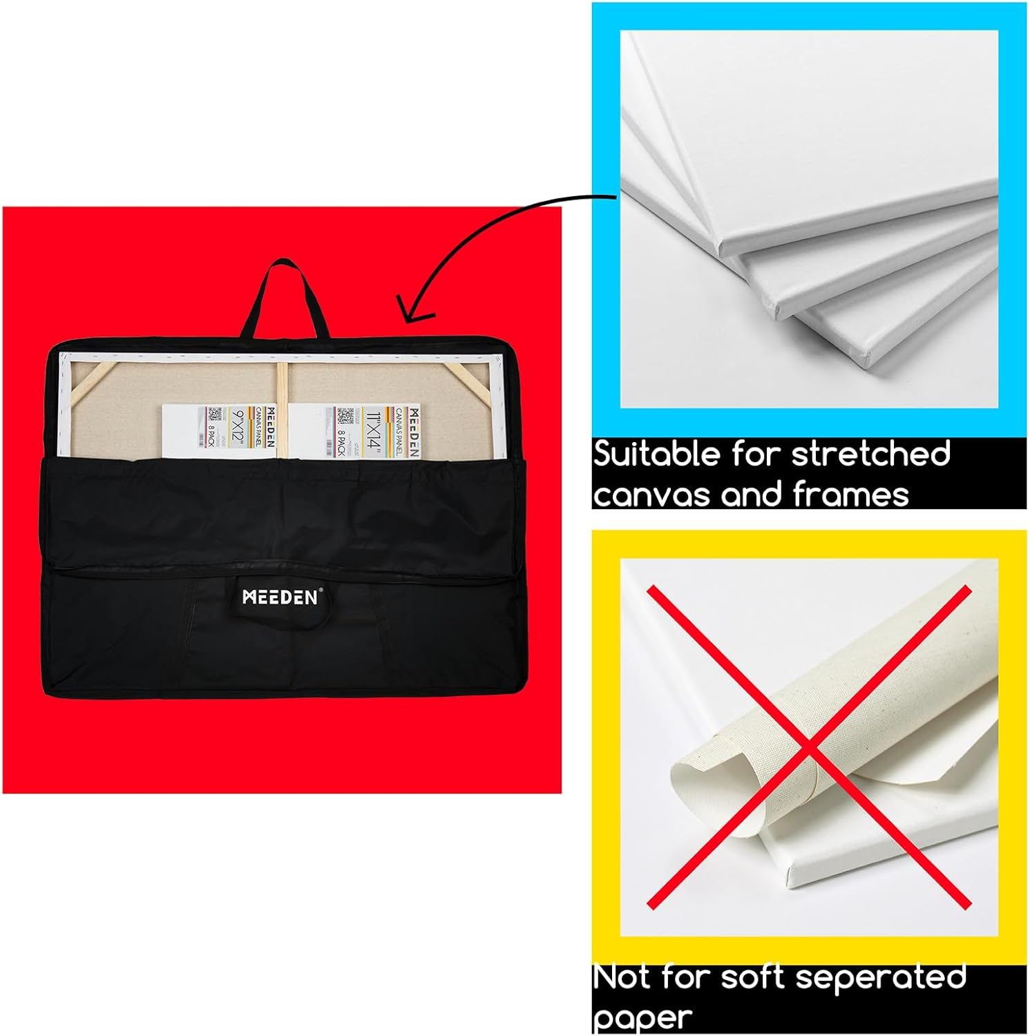 MEEDEN Art Portfolio Case 20"X 26"- Waterproof, 600D Oxford Cloth, Art Portfolio Bag Black, Portfolio Folder for Artwork for Artwork, Drawing, Canvas, Photography, Poster image number 4