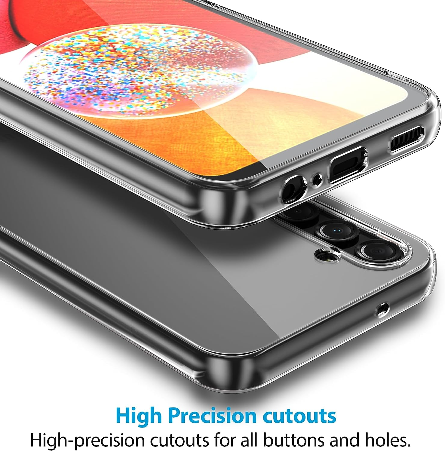 Didisky Case for Samsung Galaxy A14 4G/5G with 3 Pack Tempered Glass Protector,Soft Silicone Transparent TPU [Cover+Tempered Glass] 9H HD Hardness, Screen Protector image number 1