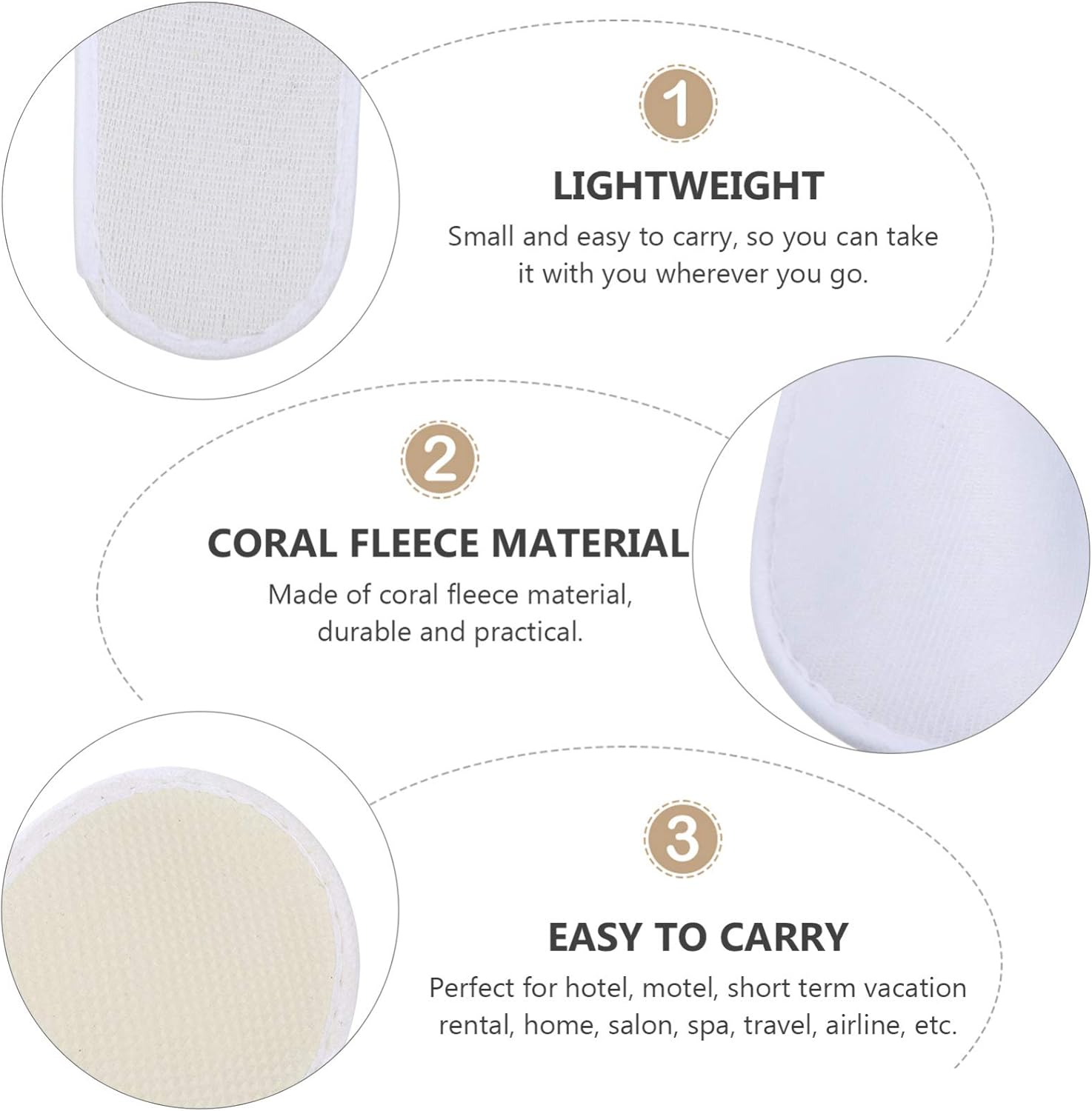 Vaguelly 24Pairs Women Men Hairdressing Slippers White Skid-Resistant Salon Light Portable image number 3