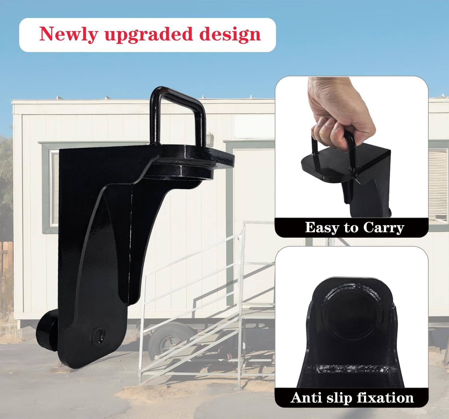 Heavy-Duty Shipping Container Jack Lug Leveler with U-Shaped Handle,Shipping Container Booster Lifter |,Shipping Container Accessories Attachment - Storage Container Leveler Booster,Black (2PCS) image number 6