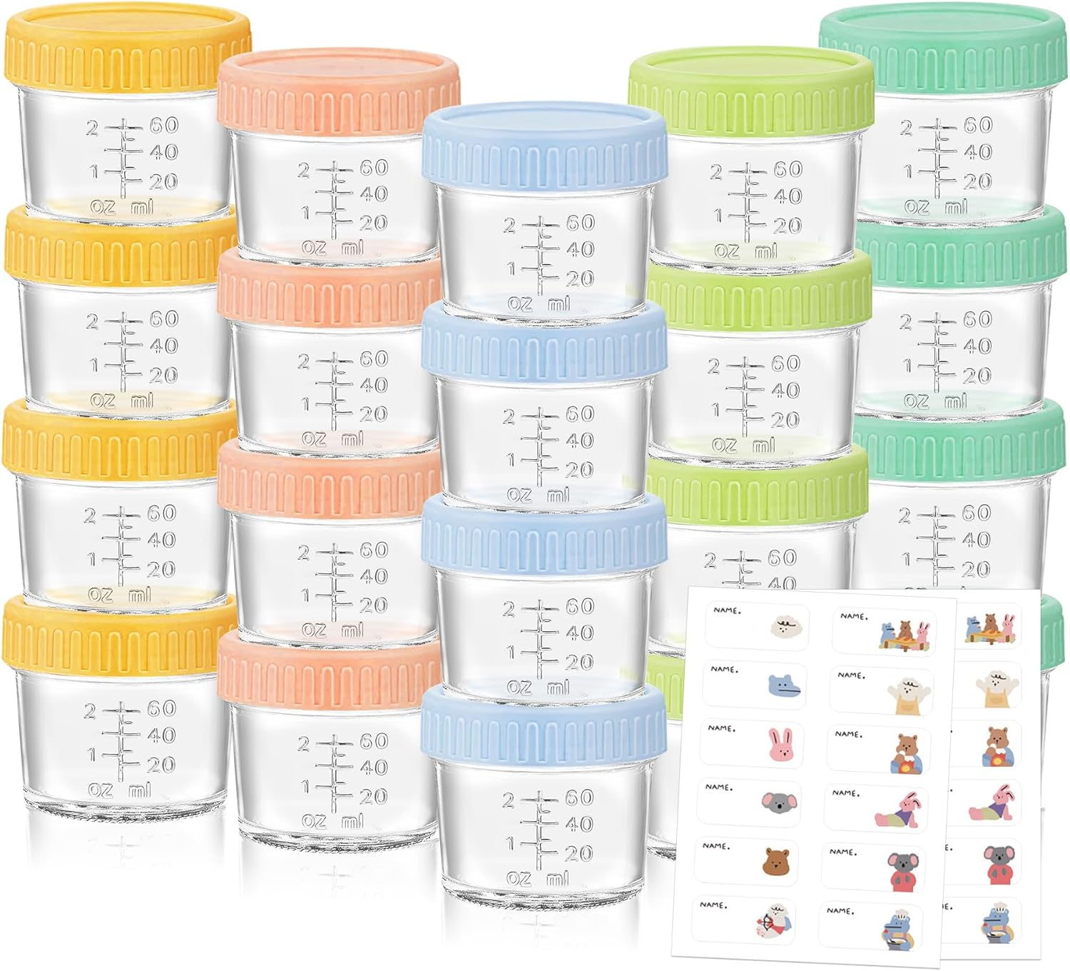 20 Pack Glass Baby Food Storage Containers，Labels，4 Oz Safe Baby Food Storage Jars with Lidsfor Jams,Fruits Salad,Jellies,Spices,Nuts,Handmade Dessertsmicrowave & Dishwasher Safe, BPA Free Reusable image number 5
