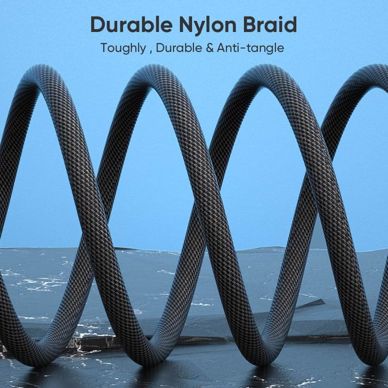 Magnilink Duo Pivot USBC to USB C Cable 2-Pack Dual Rotating 180 Degree Type C Charging Cord 240W PD Fast Charging - Great for Macbook, Ipad, Iphone, Galaxy, Steamdeck, and More image number 1