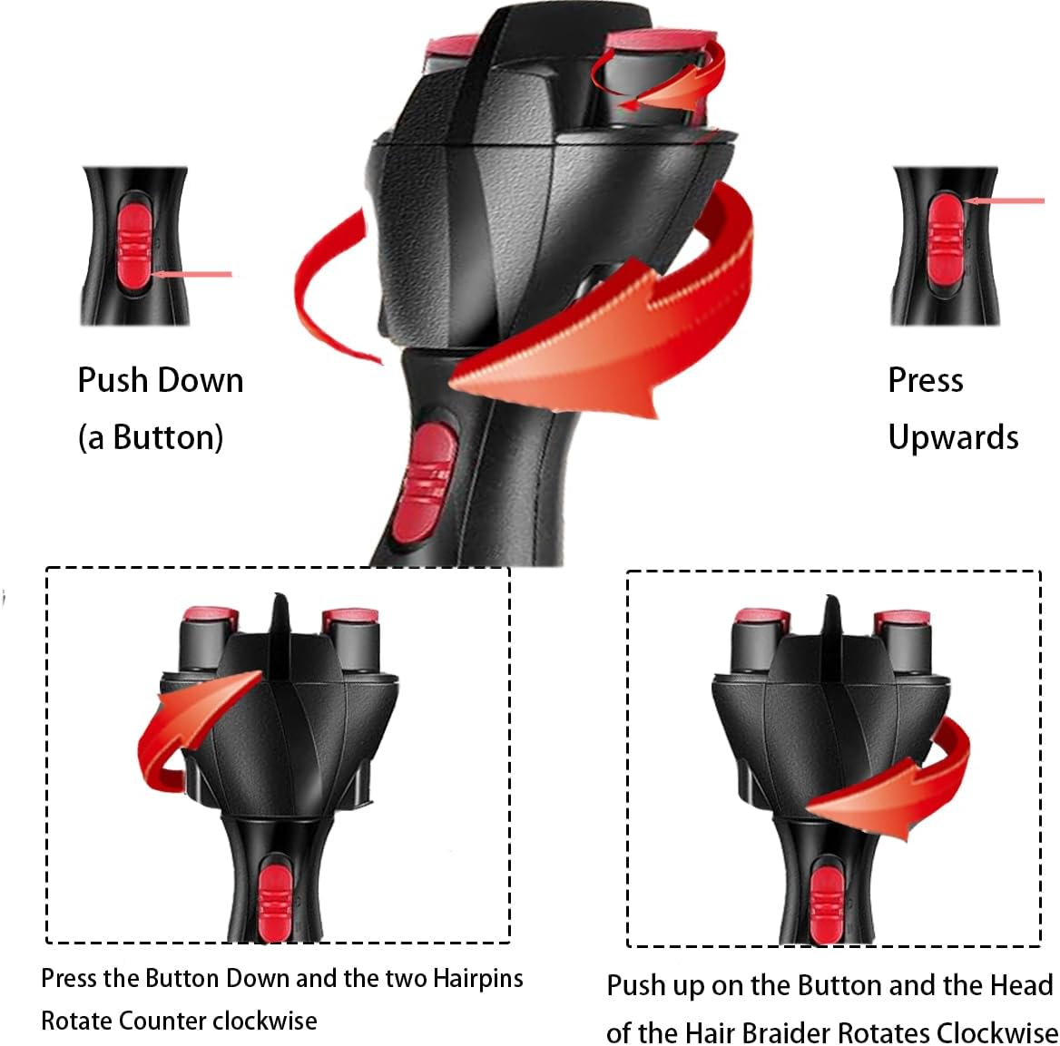 Automatic Hair Braider DIY Electronic Hair Braiding Machine Automatic Quick Twist Twister Hair Braiding Tool for Women Girls Hairstyle(Red) image number 3