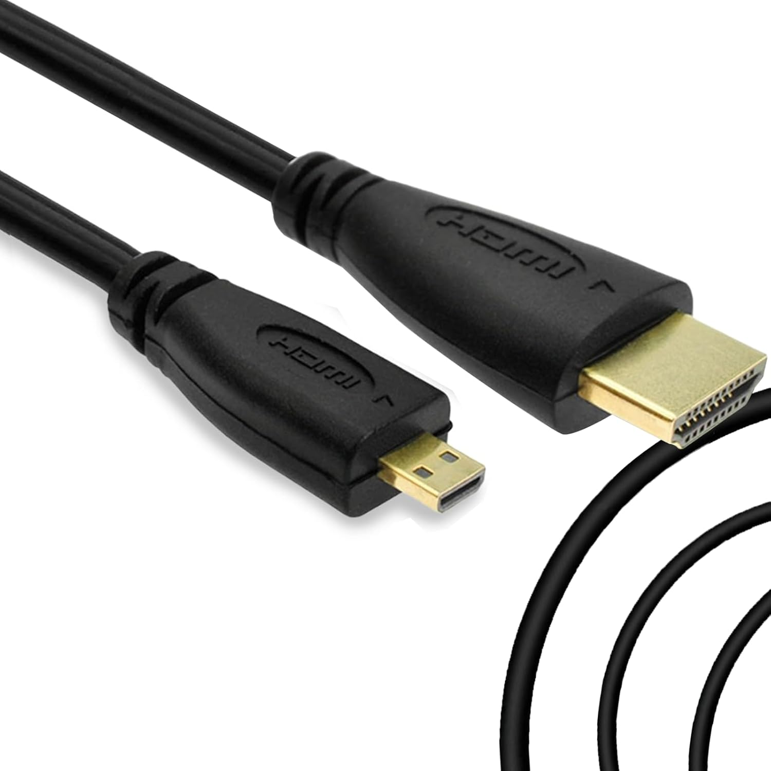 ONBPIY Micro HDMI to Mini HDMI Adapter Cable Type D to Type C Male Connector Black 1.5M image number 1