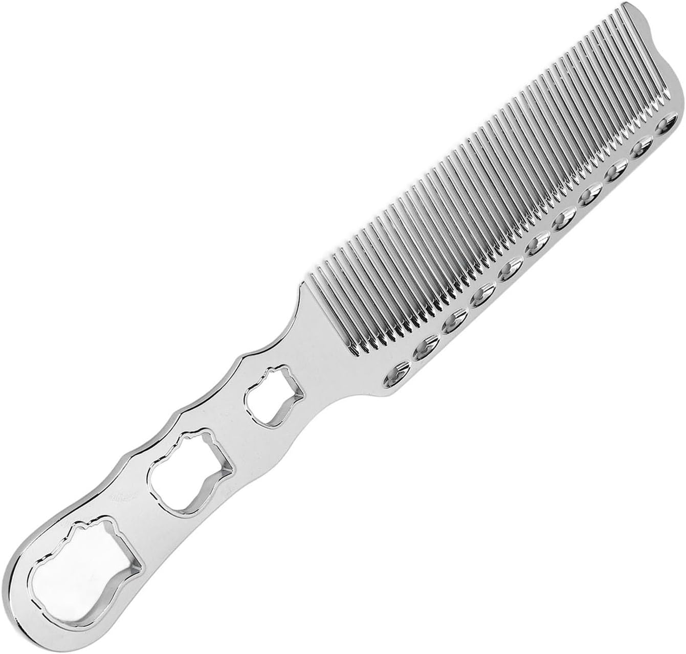 Metal Hair Comb, Aluminium Fine Tooth Hair Cutting Comb Flat Top Clipper Comb Hairdressing Comb for Professional Stylists and Hairdressers (Silver)