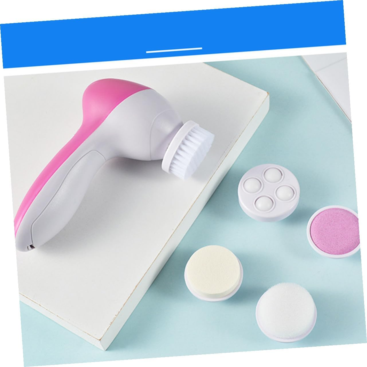 JEWEDECO Electric Face Washing Cleaner with Soft Brush Heads for Deep Pore Cleansing and Gentle Exfoliation Compact Rechargeable Facial Scrubber for Women and Men Portable Skin Cleansing image number 3