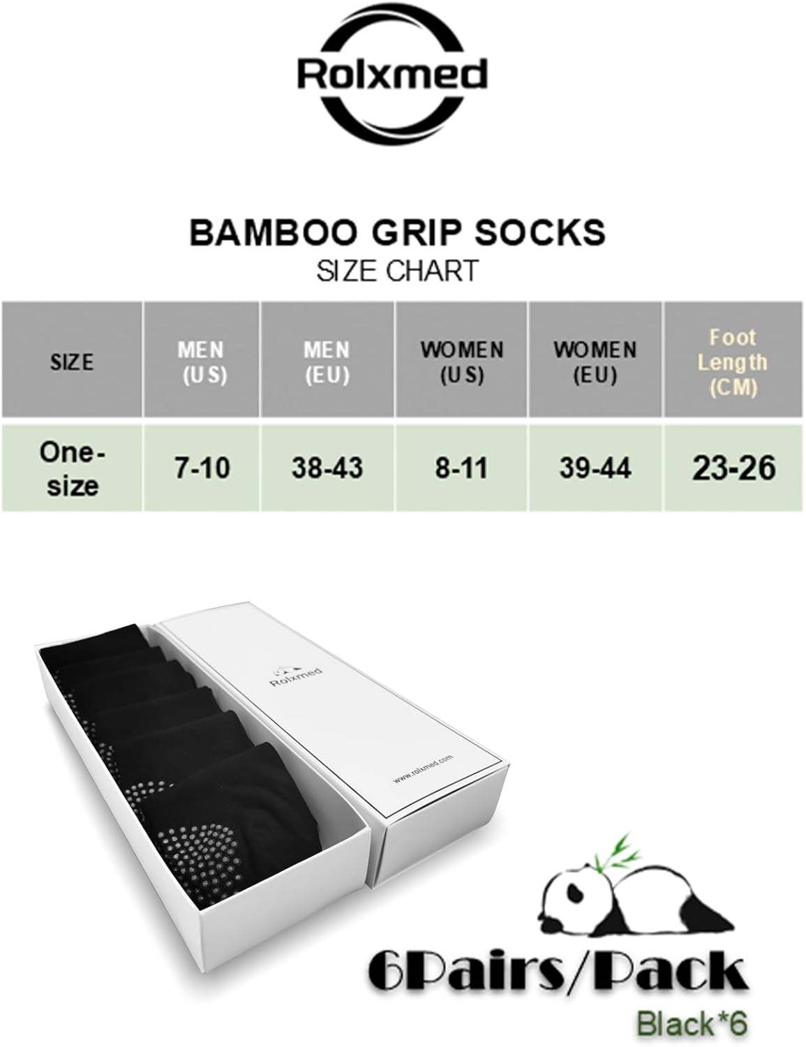Rolxmed Grip Socks Non Slip Breathable for Pilates Yoga Gym Hospital Floor anti Slip Women and Men (Multi-Packs, Size7-11) image number 6