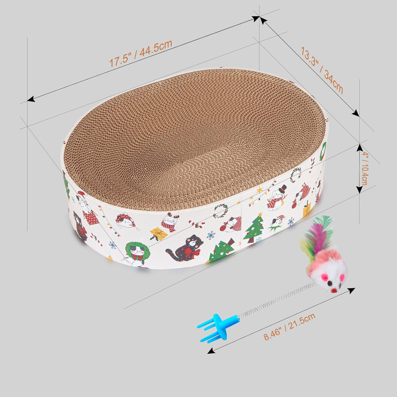 Oval Cat Scratcher Cardboard,Cat Scratch Posts,Durable Recycle Scratching Board for Furniture Protector Scraching Trees Towers image number 2