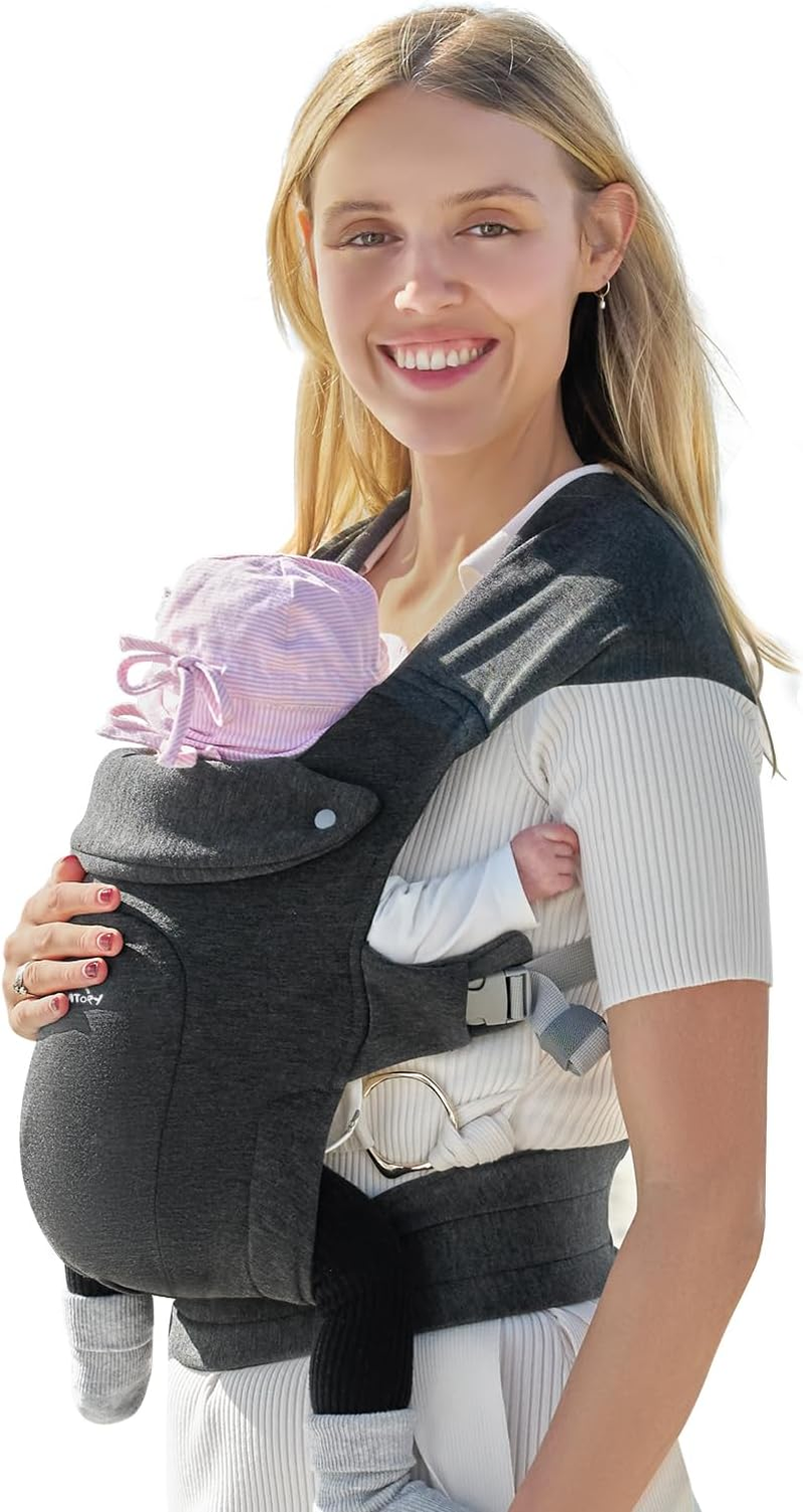 GROWNSY Baby Carrier, Ergonomic Carrier for Newborn to Toddler (0-36 Months & 3KG-18KG), Hands-Free with M-Position Hip Safety, Adjustable Head Support & Breathable Design, Deep Grey