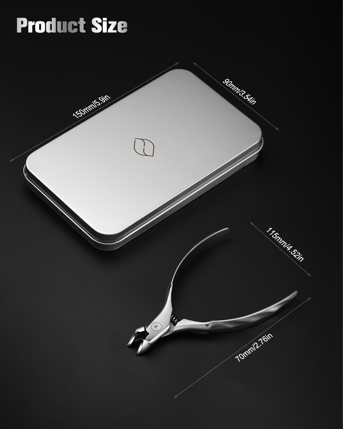 FERYES Wide Jaw Thick Toenail Clippers Thick Toenails - Precision Stainless Steel Toe Nail Clippers for Thick Nails for Seniors with Catcher - Silver - Silver image number 5