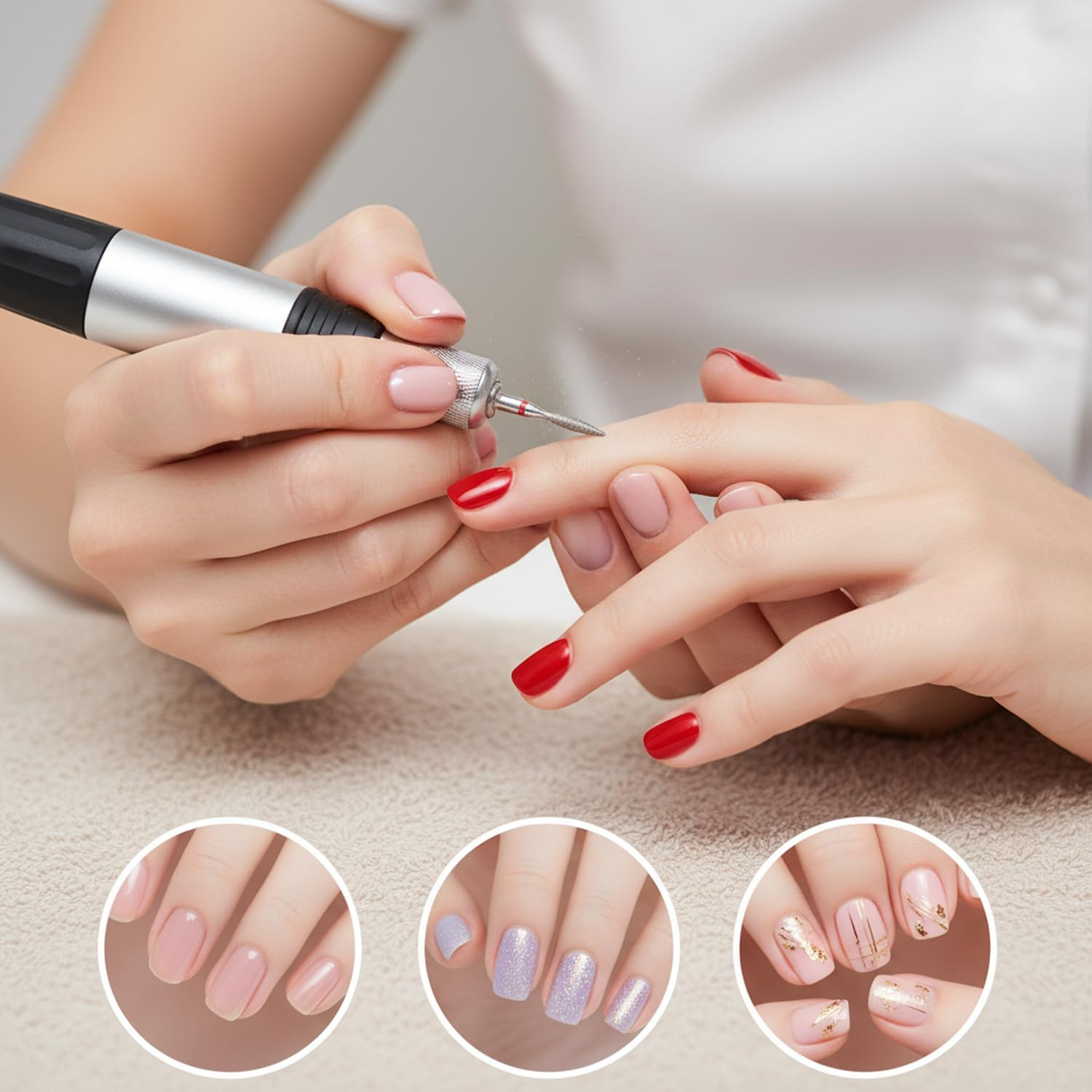 6Pcs Cuticle Drill Bit, Diamond Nail Drill Bits Set with Case, Professional Manicure Tools 3/32" Flame Cuticle Clean Nail Carbide Bits for Home Salon