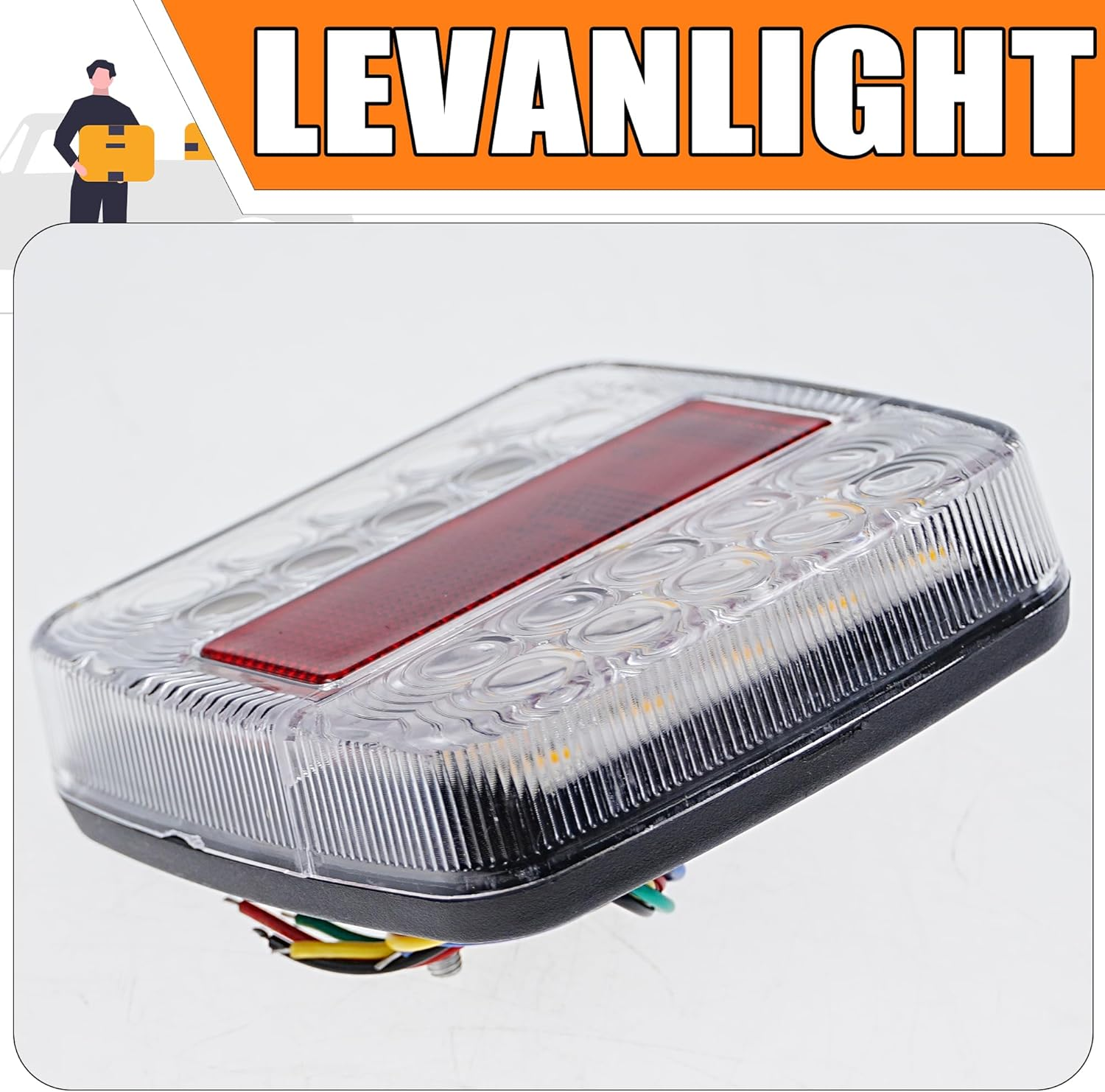 1Pair 12V 26LED Stop Tail Lights Kit Waterproof Turn Signal Running Brake Lights for Boat, Trailer, Truck, RV, Camper, UTV, UTE, Van Clear Lens LED Light Kit