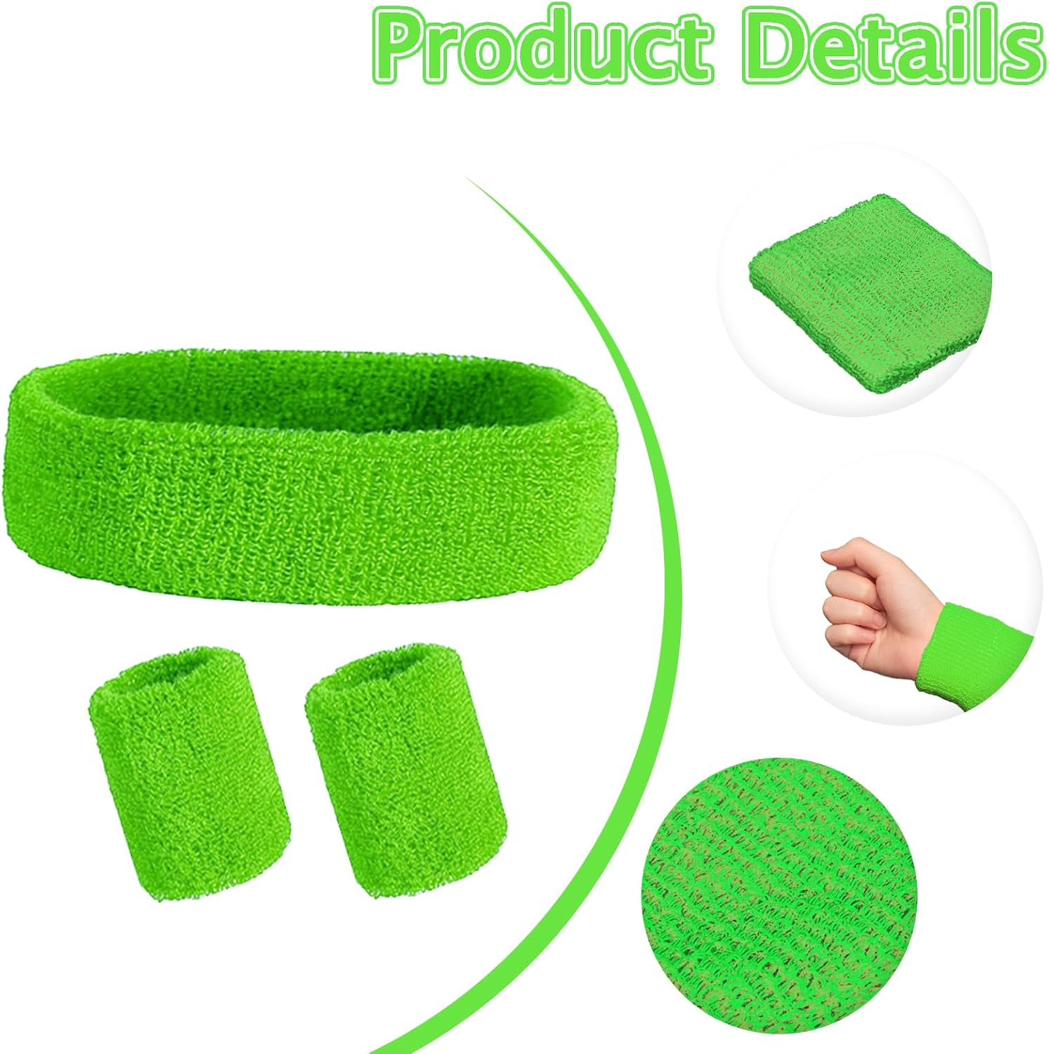 4 Sets Sweatbands Striped Socks Set 80S Headband Wristband Cotton Sock Colorful Sweat Bands Sports Athletic Accessory for Workout Mardi Gras Women image number 4