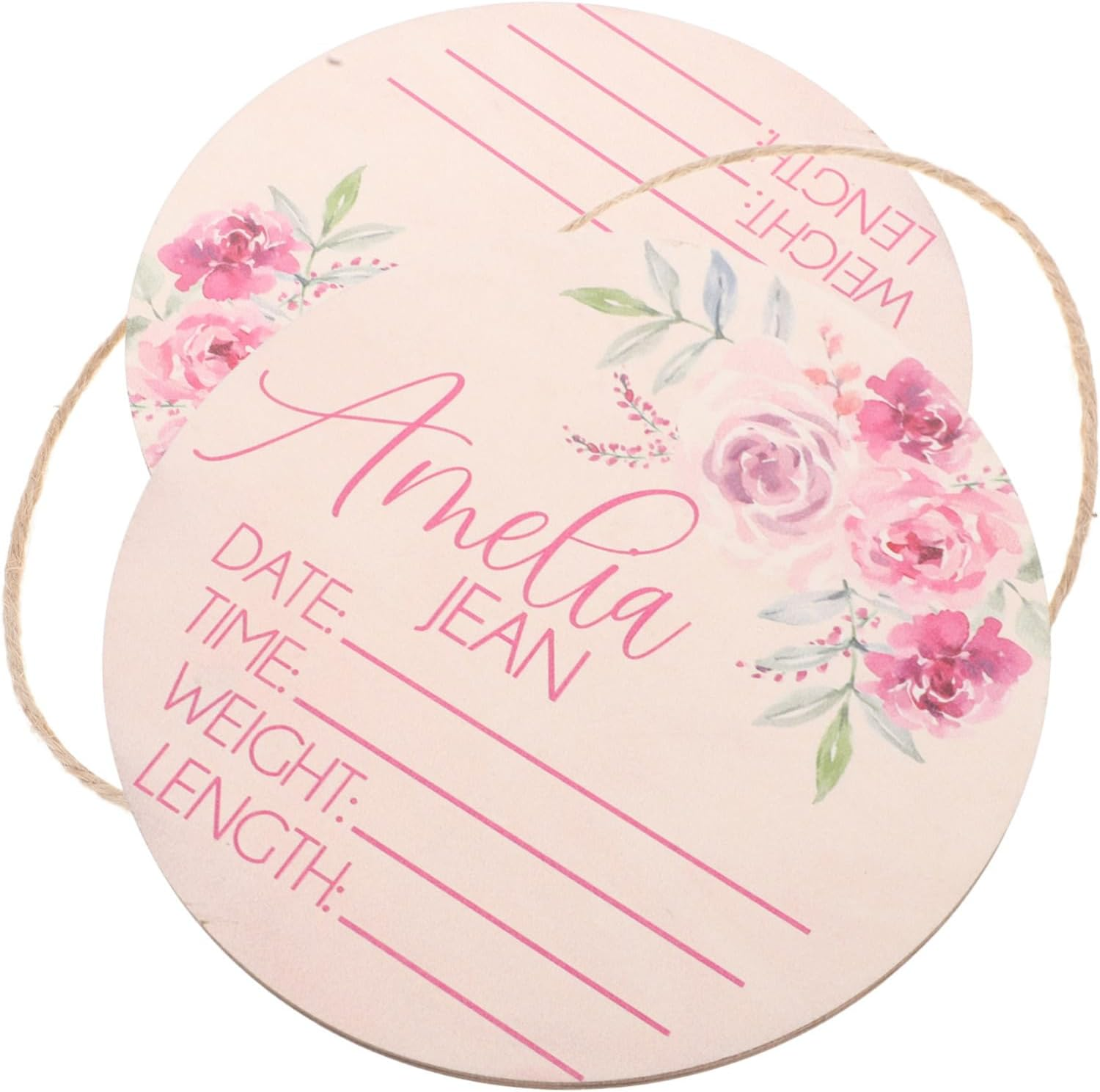 Vaguelly 2Pcs Birth Announcement Sign Name Signs Newborn Welcome for Nursery Decor image number 4