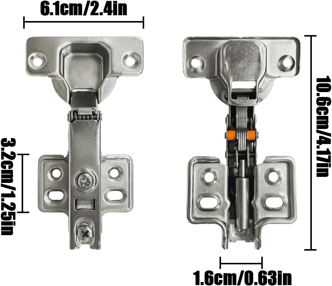 BEZANU Close Hinges, 4 PCS Kitchen Cabinet Hinges for Door, Wardrobe, Drawer (10.7 X 6.1Cm/4.21 X 2.4In) image number 3
