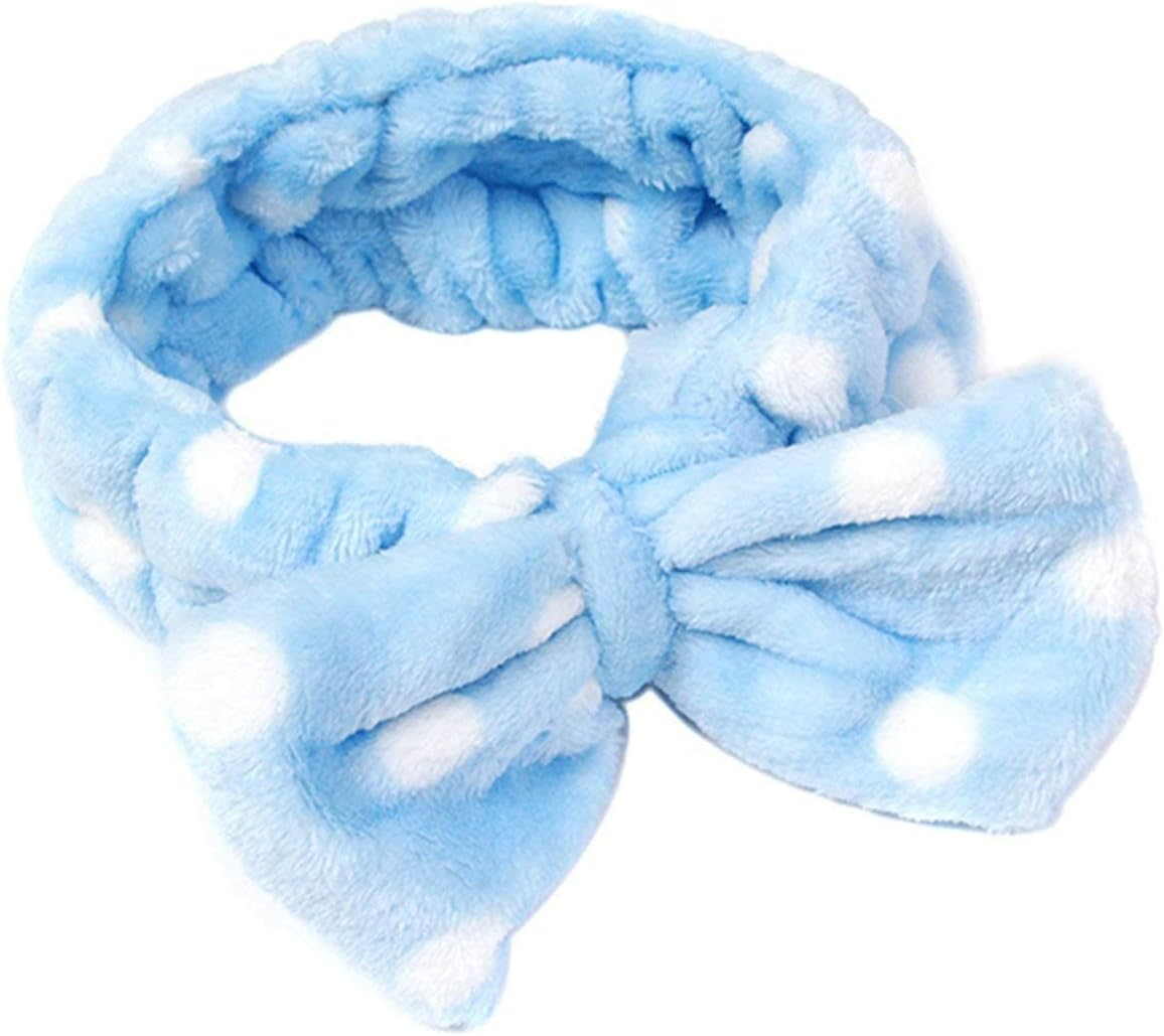 1Pc Blue Face Wash Hairband Women Bow Makeup Cosmetic Elastic Headband New Released Reliabl，Hair Care image number 6