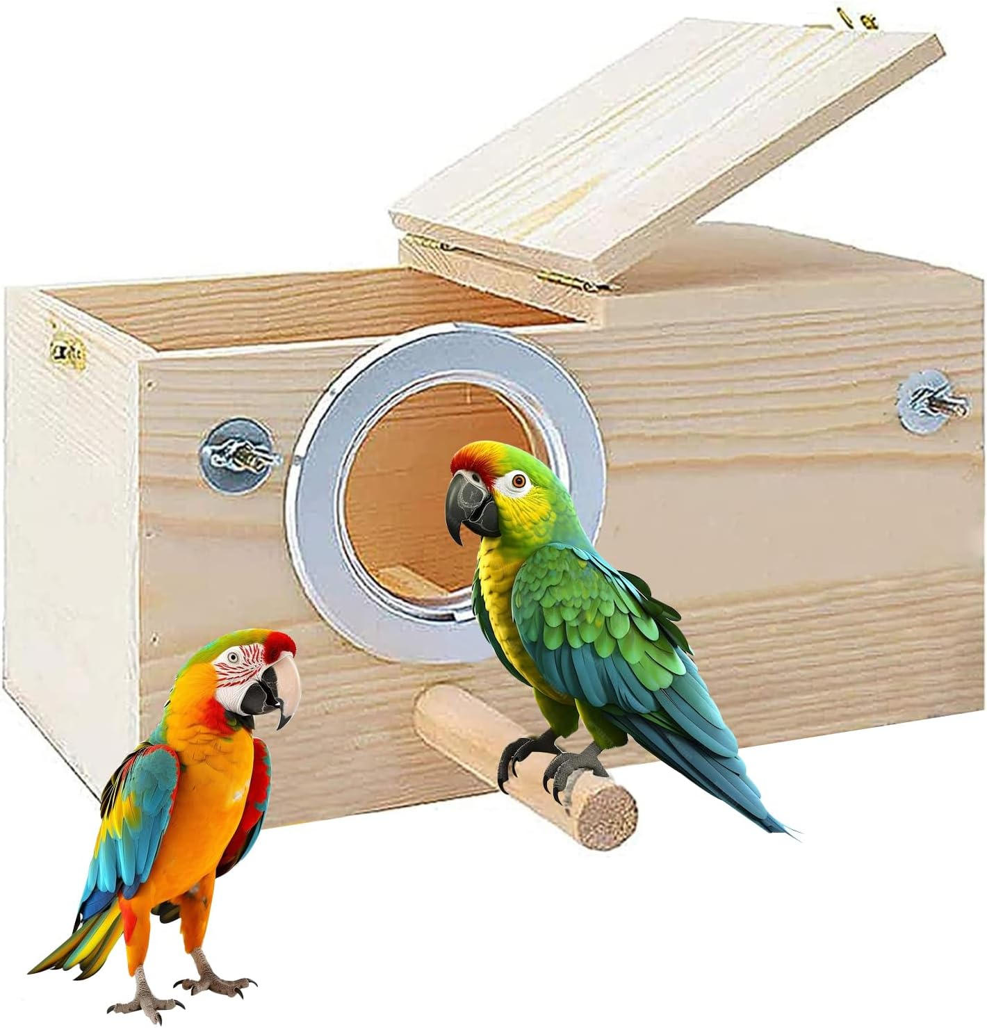 9.8 X 5.1 X 5.1Inch Parakeet Nesting Box, Bird House Bird Breeding Box Wooden Hatching House Mating Cage Nest Wood House image number 3
