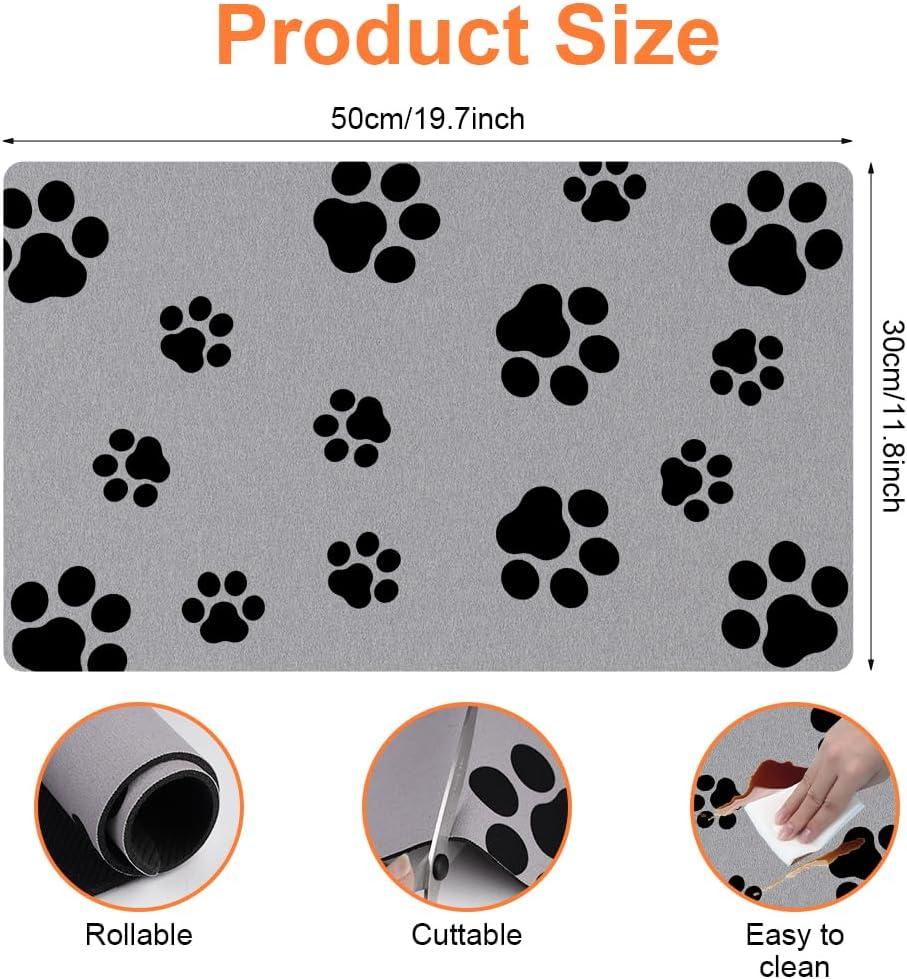 Bowl Mat Dogs and Cats, 30 X 50 Cm Feeding Bowl Mat for Pet Food, Mat Cat Bowl Non-Slip, Absorbent Quick-Drying Feeding Mats for Pets, Feeding Mat Dog Feeding Mat image number 2