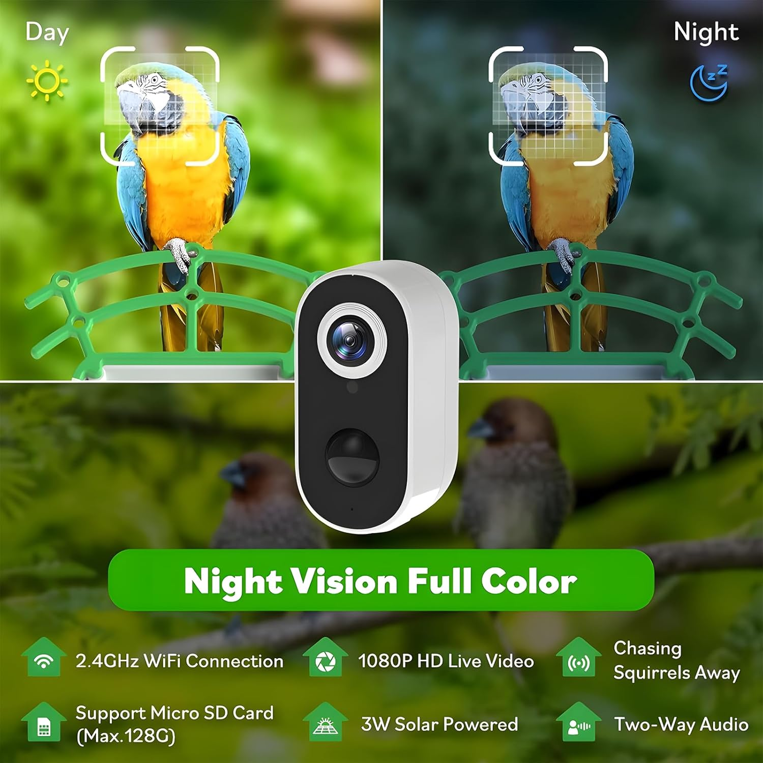 Smart Bird Feeder with Camera, 2K High-Definition AI Recognition Birdhouses with Solar Powered, Live View and Instant Notifications, Auto Capture Bird Videos & Motion Detection, Ideal Gift image number 2