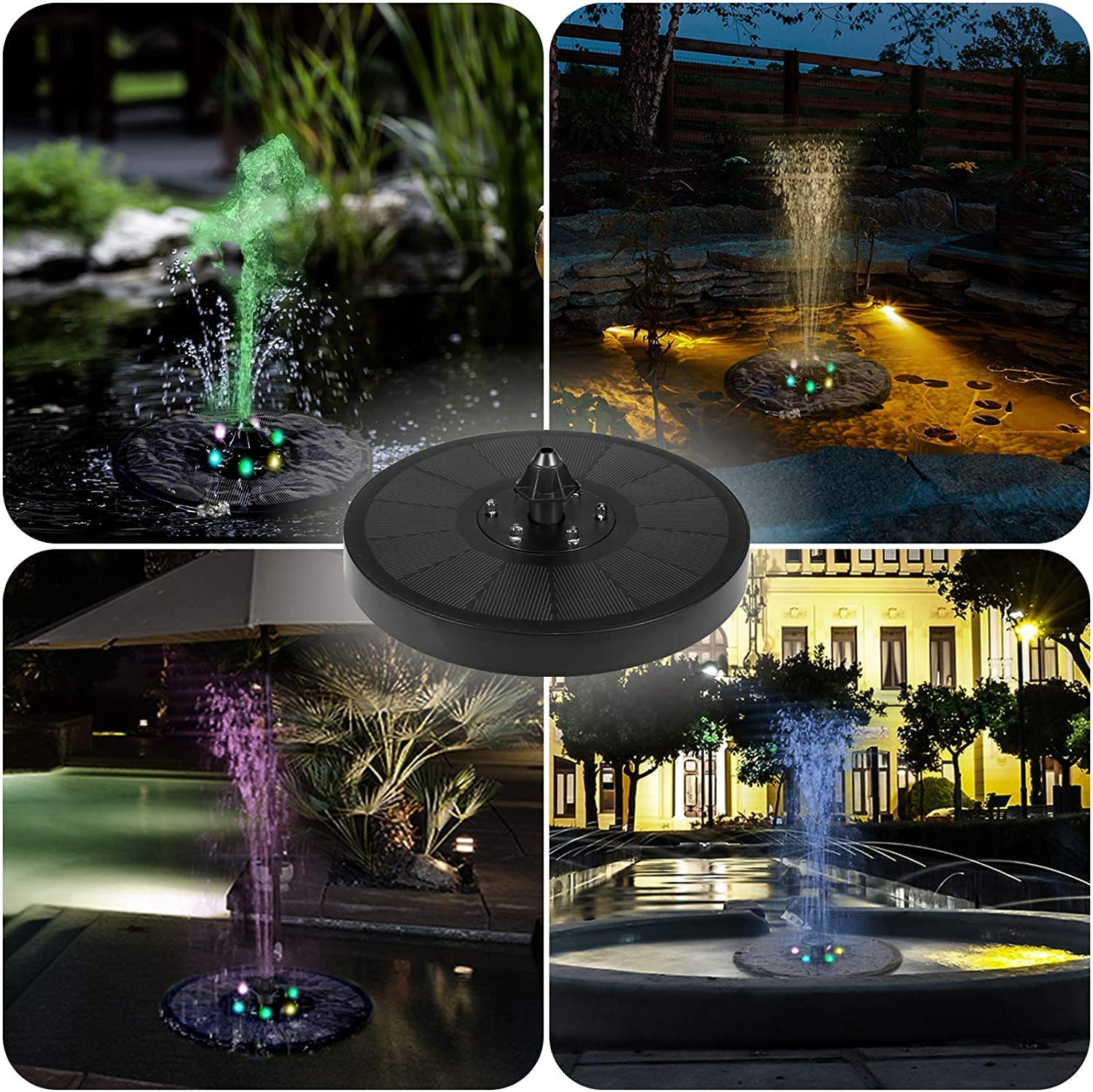 AUS Living Solar Fountain 3W with Battery & Leds, Floats in Bird Bath, Water Feature for Garden, Pool, Outdoor Pond. Simple to Use, No Power Cables Required image number 1