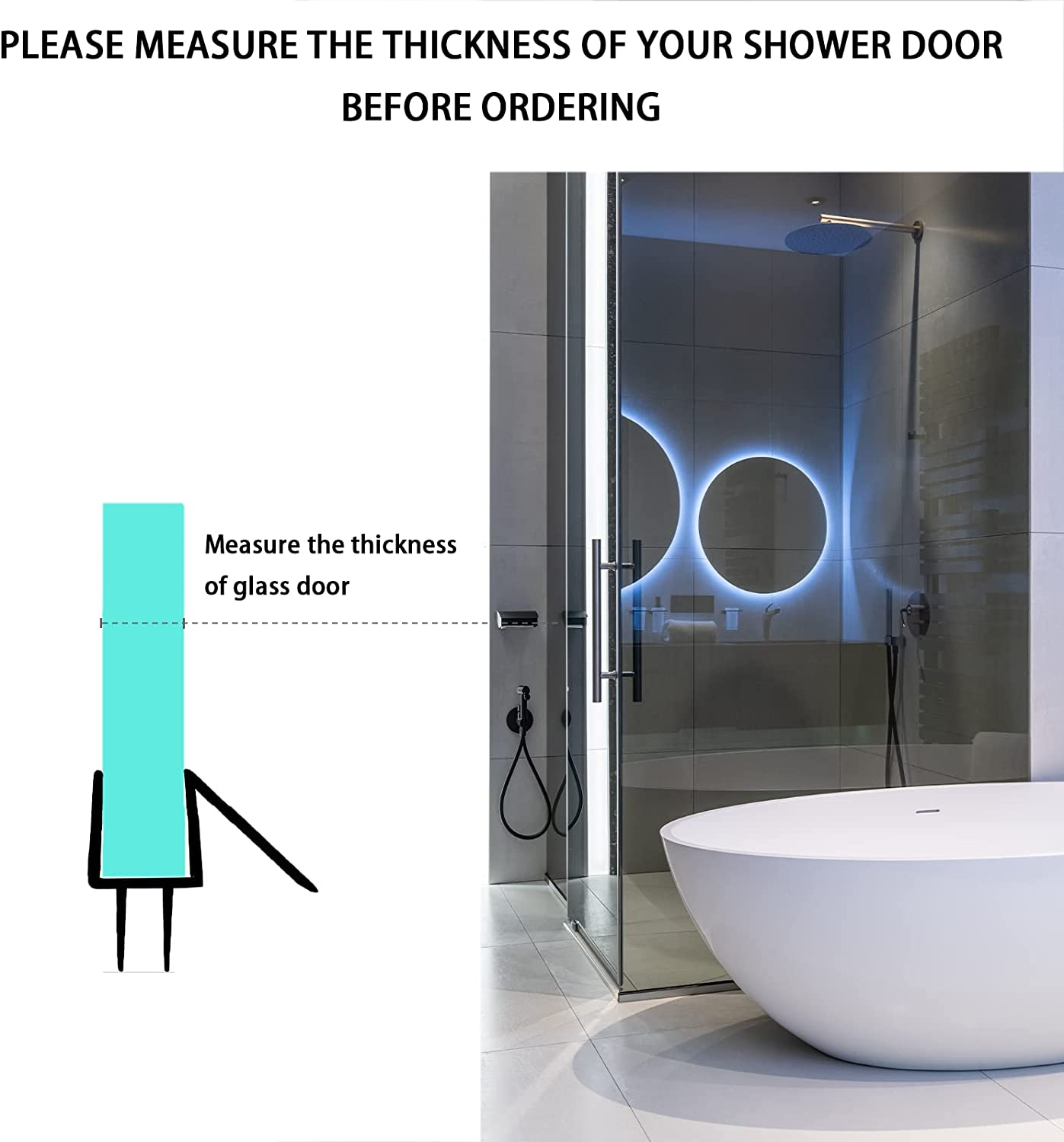 ADYAWEN 2-Pack Frameless Shower Door Bottom Seal &ndash; Stop Shower Leaks and Create a Water Barrier,Shower Door Seal 12Mm. (2-Pack 1/2''X 39&rdquo;) image number 1