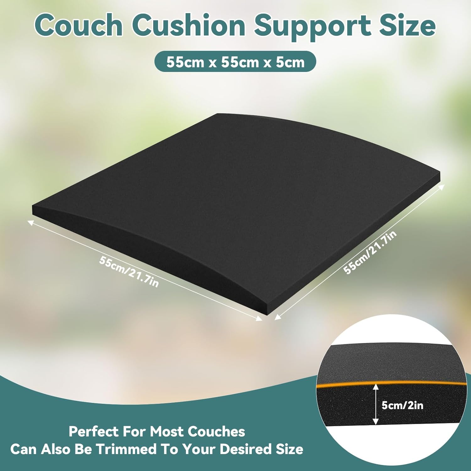 Couch Cushion Support for Sagging Seat &ndash; High-Density Foam Couch Booster, Sofa Seat Lifter under Cushion, Cuttable Upholstery Pad, Furniture Base Restorer &ndash; Set of 1, 55X55Cm image number 2