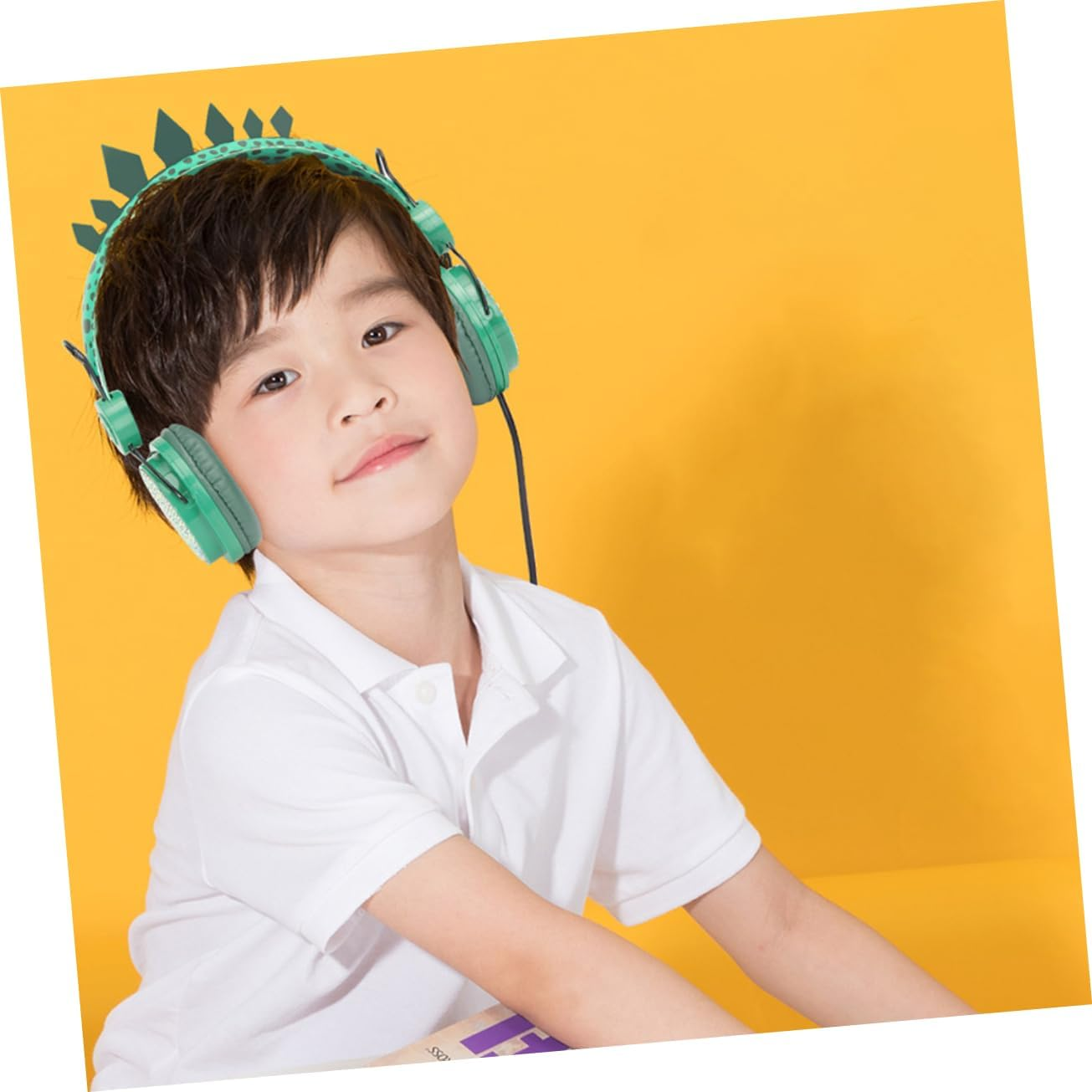 POPETPOP Children'S Headset with Mic Dinosaur Over-Ear Headphones for Boys and Girls Green Cartoon Design Safe Volume Control for Tablets and Computers image number 4