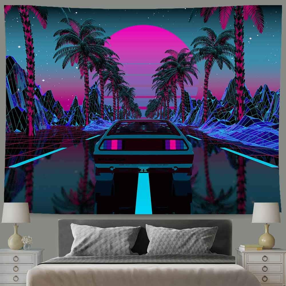 Car Tapestry 1980S Science Fiction Super Sports Car Tapestry Forest Road Tapestry Suitable for Home Decoration Art for Bedroom Living Room GTLTIE582 image number 2