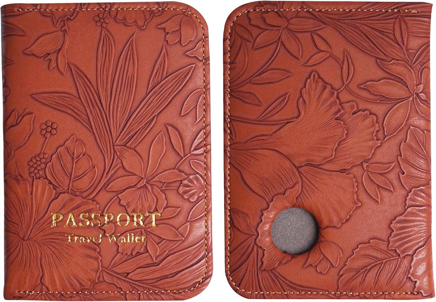 Lizimandu Passport Holder with Airtag Slot, Airtag Passport Wallet for Men Women, Slim Leather Passport Holder Case Family for Travel Anti-Lost, 1-Carved Light Brown, 1 Pcs - 1-Carved Black image number 7