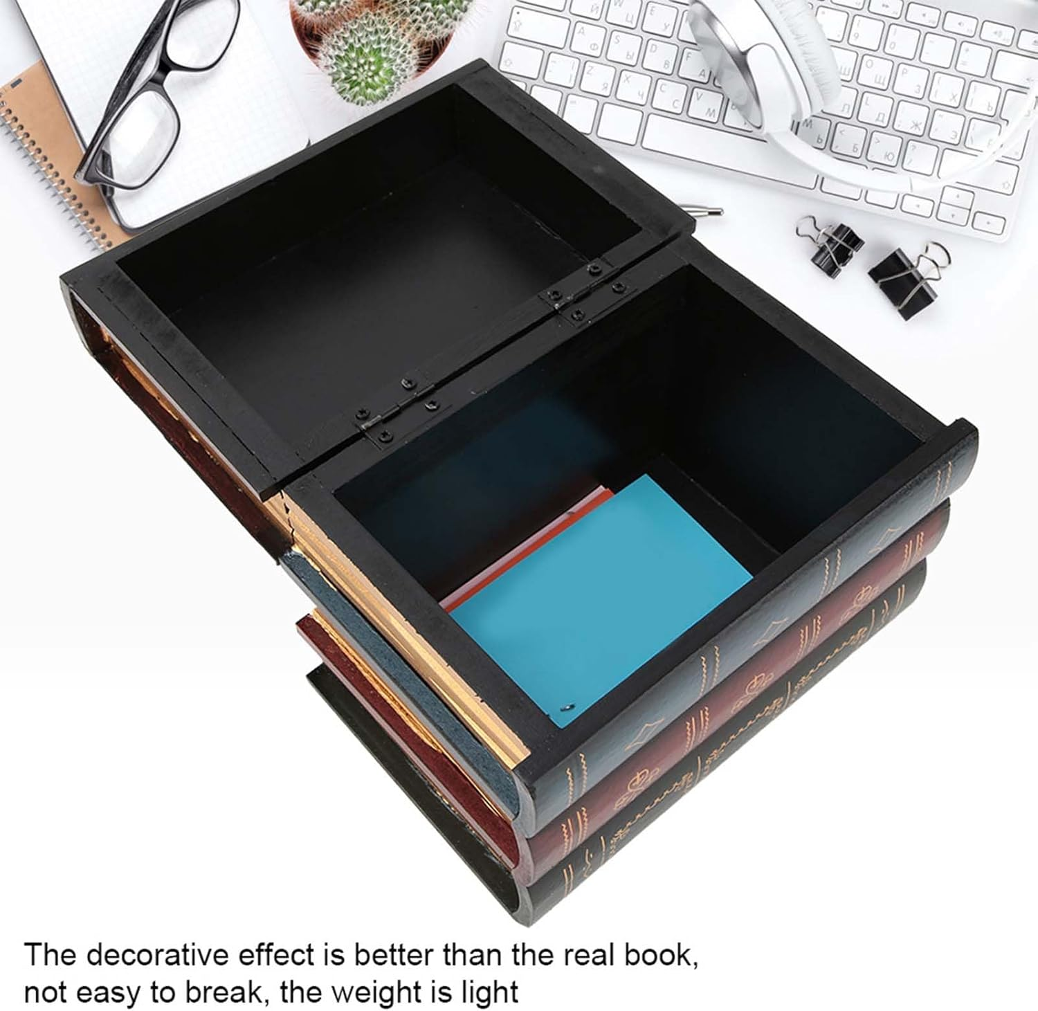European Style Vintage Decorative Fake Book Storage Box for Home Office Shelf Embellishment (Model B Small Size) image number 6