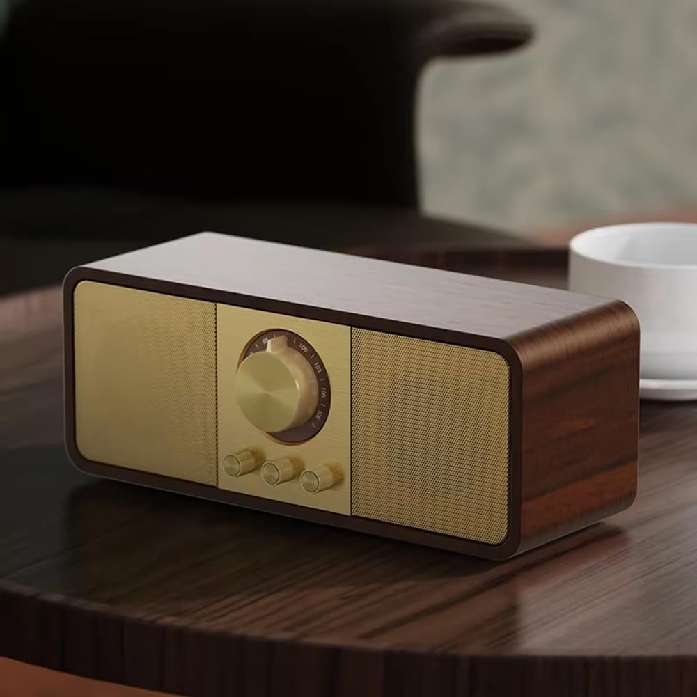 Snblzhef Portable Retro FM Radio Wooden Radios Receiver Wireless Hi-Fi Stereo Bluetooth Speakers Support TF Card/U Disk/Aux A image number 1