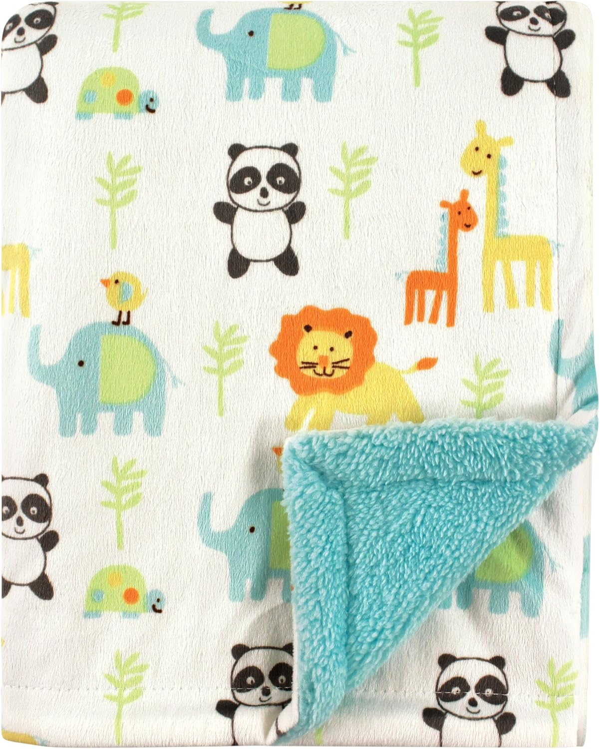 Luvable Friends Unisex Baby Plush Blanket with Sherpa Back, Neutral Animals, One Size